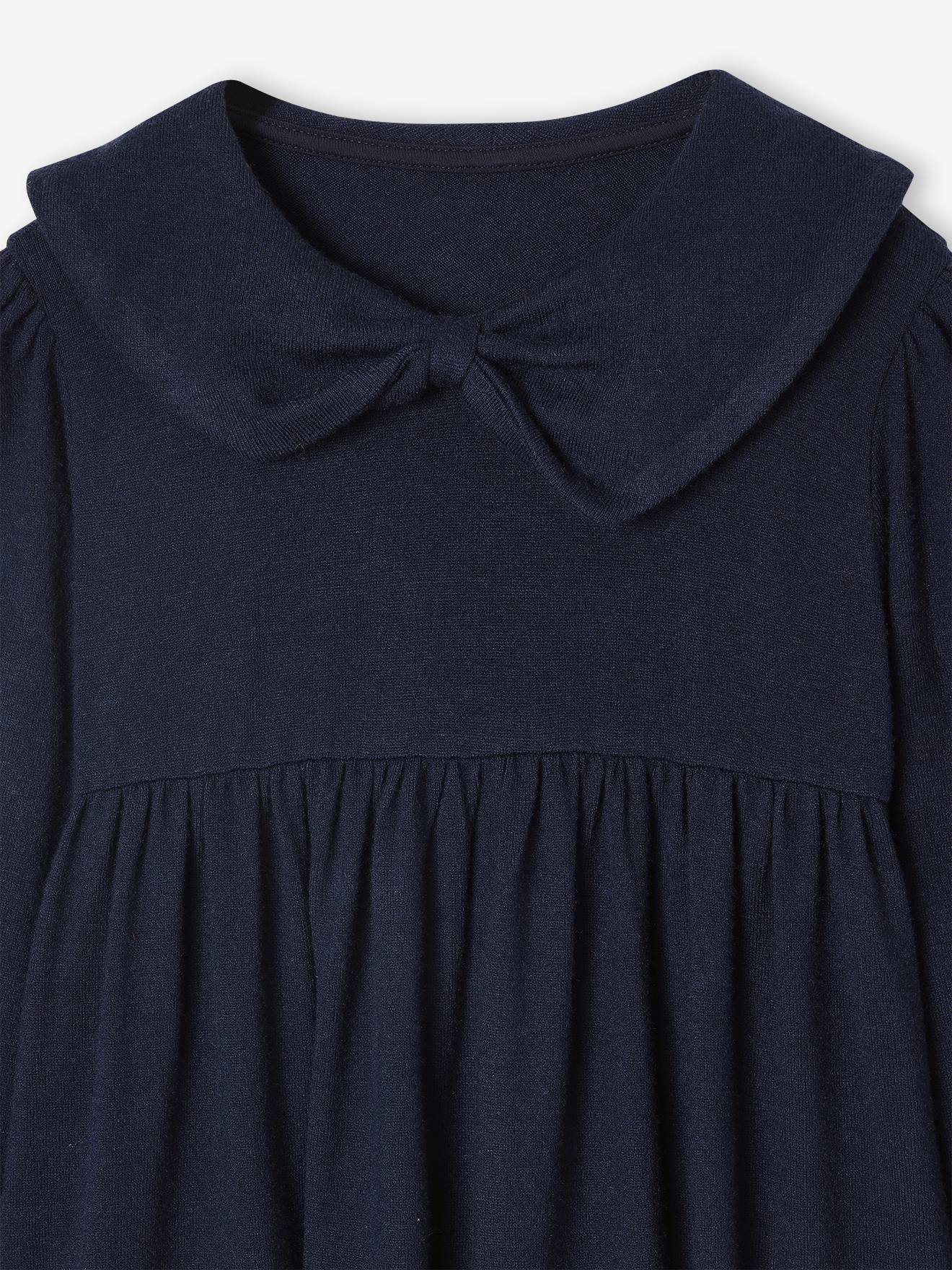 Thumbnail - Strickkleid mit großem Kragen Mädchen