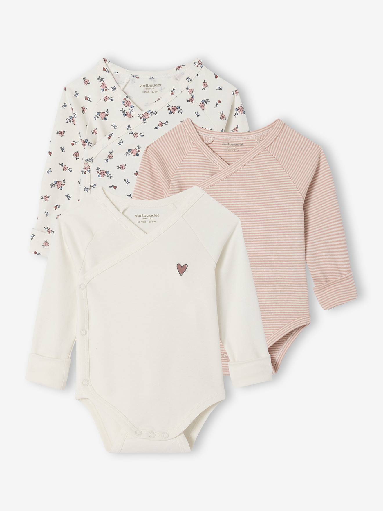 3er-Pack mitwachsende Baby Bodys Bio-Baumwolle