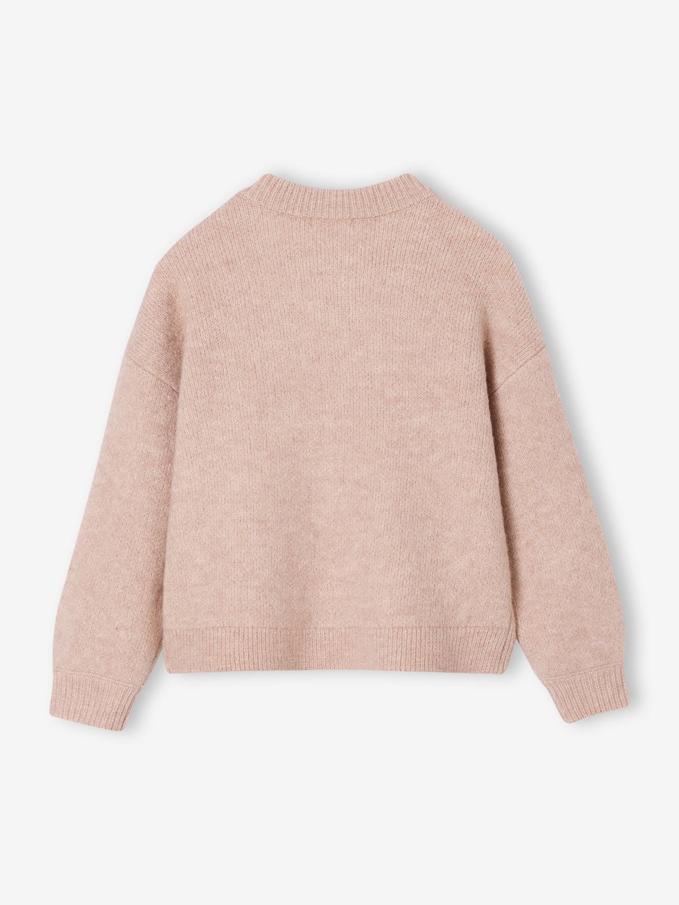 Thumbnail - Strickjacke Mädchen mit Samtschleifen pudrig