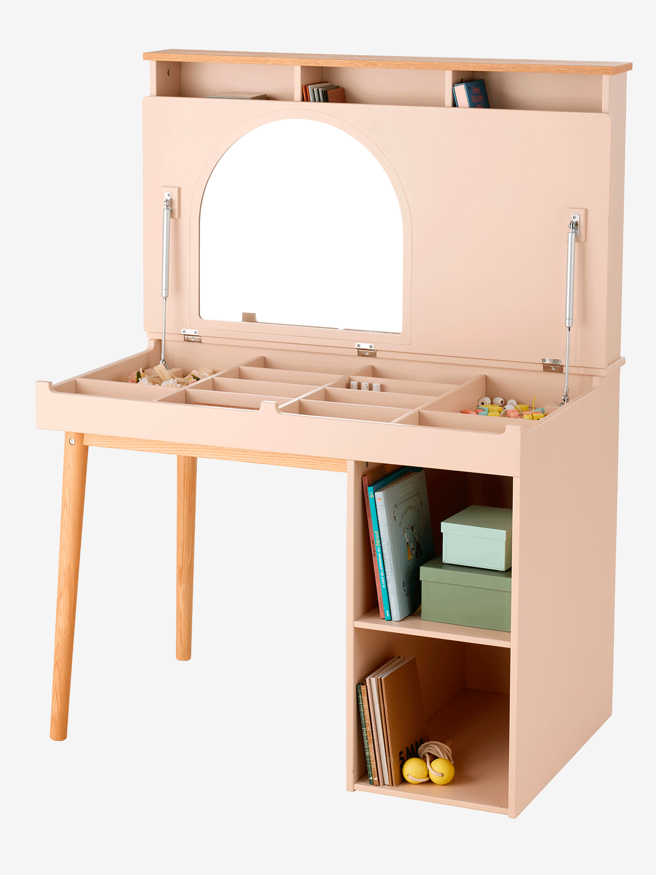 2-in-1 Kinderschreibtisch-Frisiertisch BLUSH hell