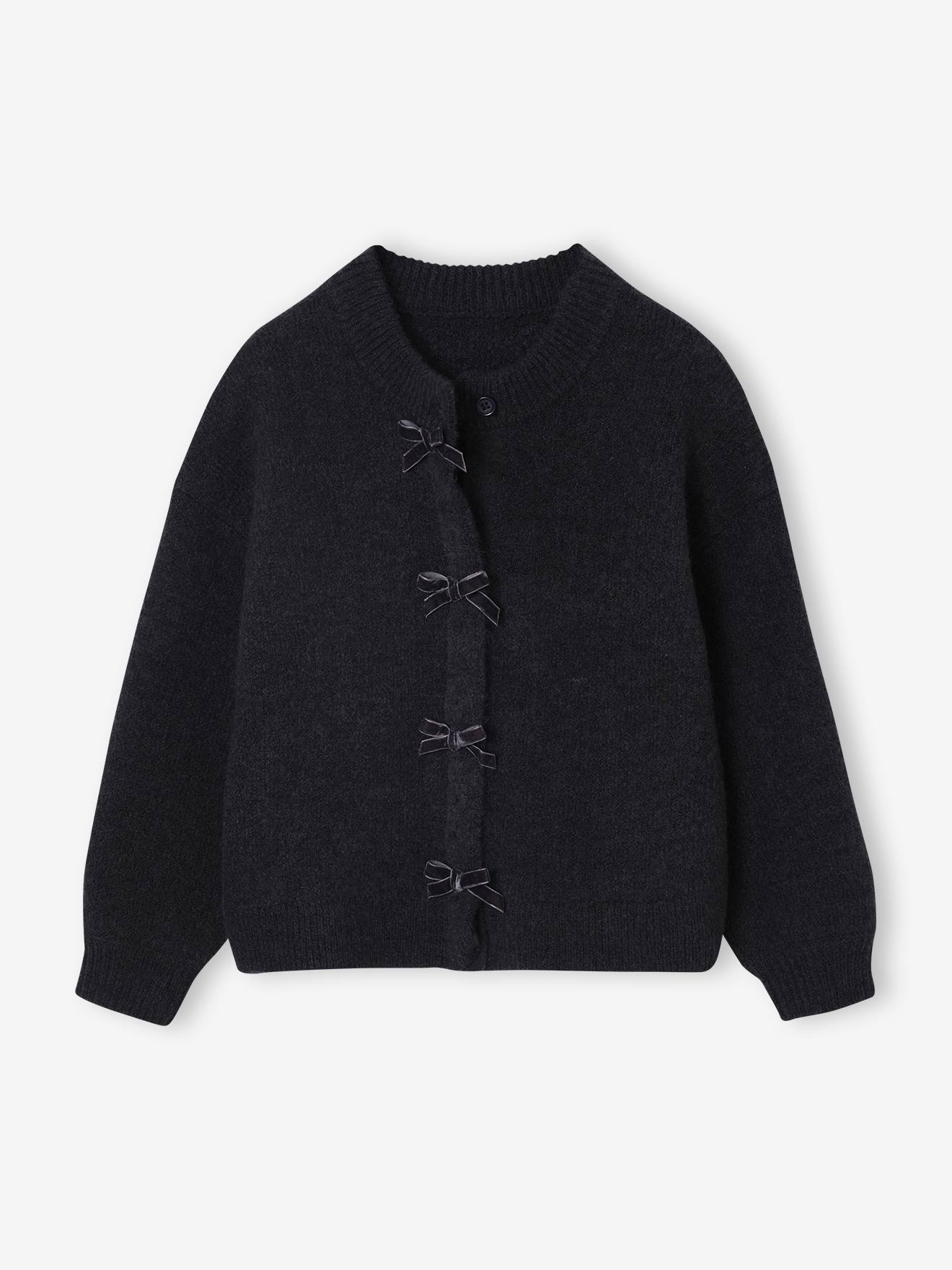 Thumbnail - Strickjacke Mädchen mit Samtschleifen