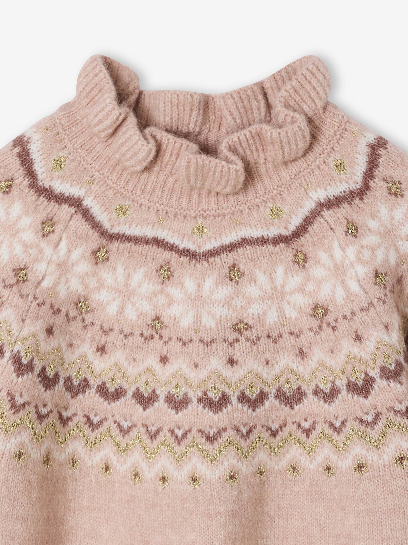 Thumbnail - Jacquard-Pullover mit Glitzerdetails Mädchen pudrig