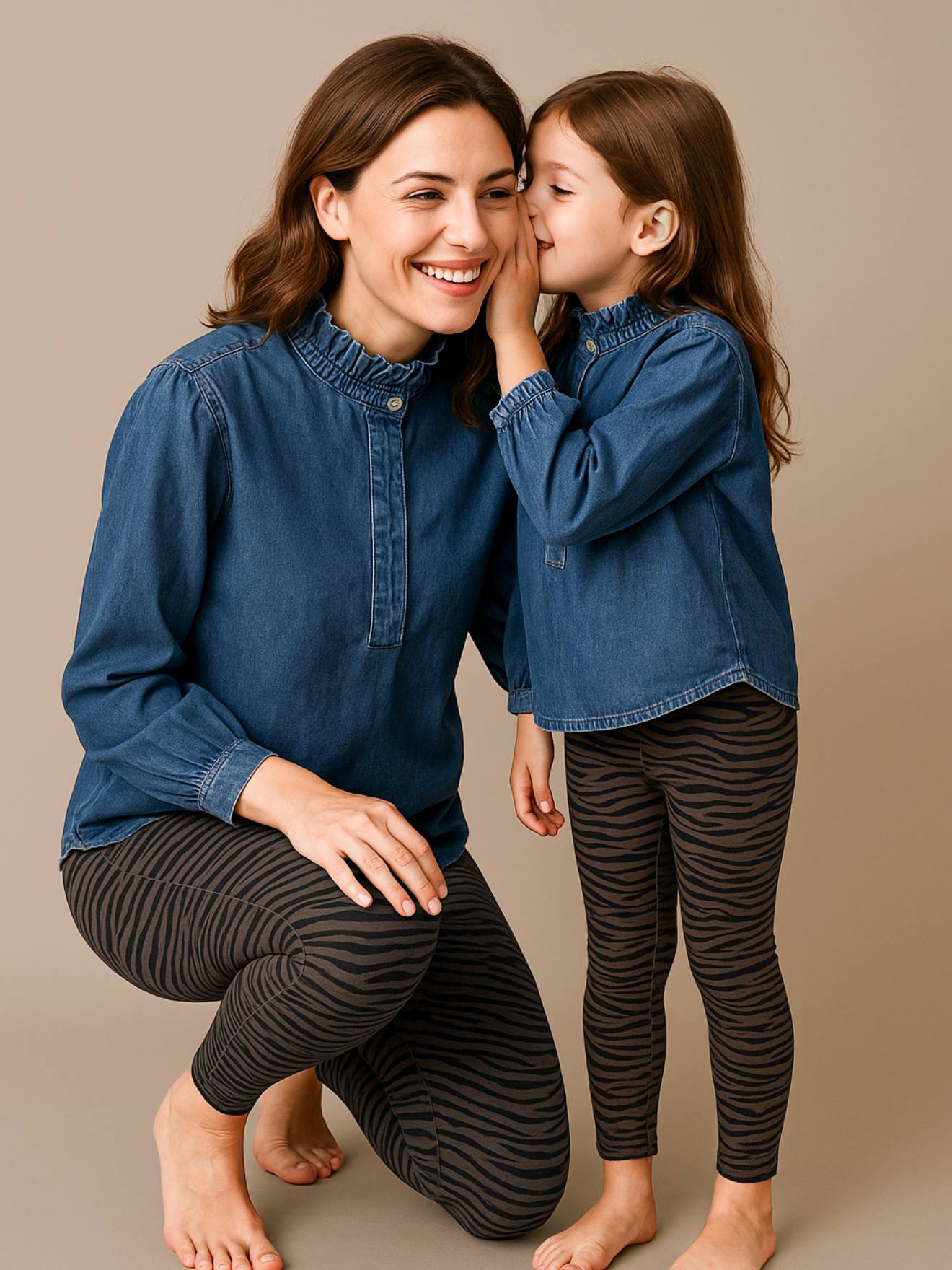 Damen Leggings mit Zebramuster ENVIE DE FRAISE Mama-Tochter-Capsule schokolade - Modell: 341018415