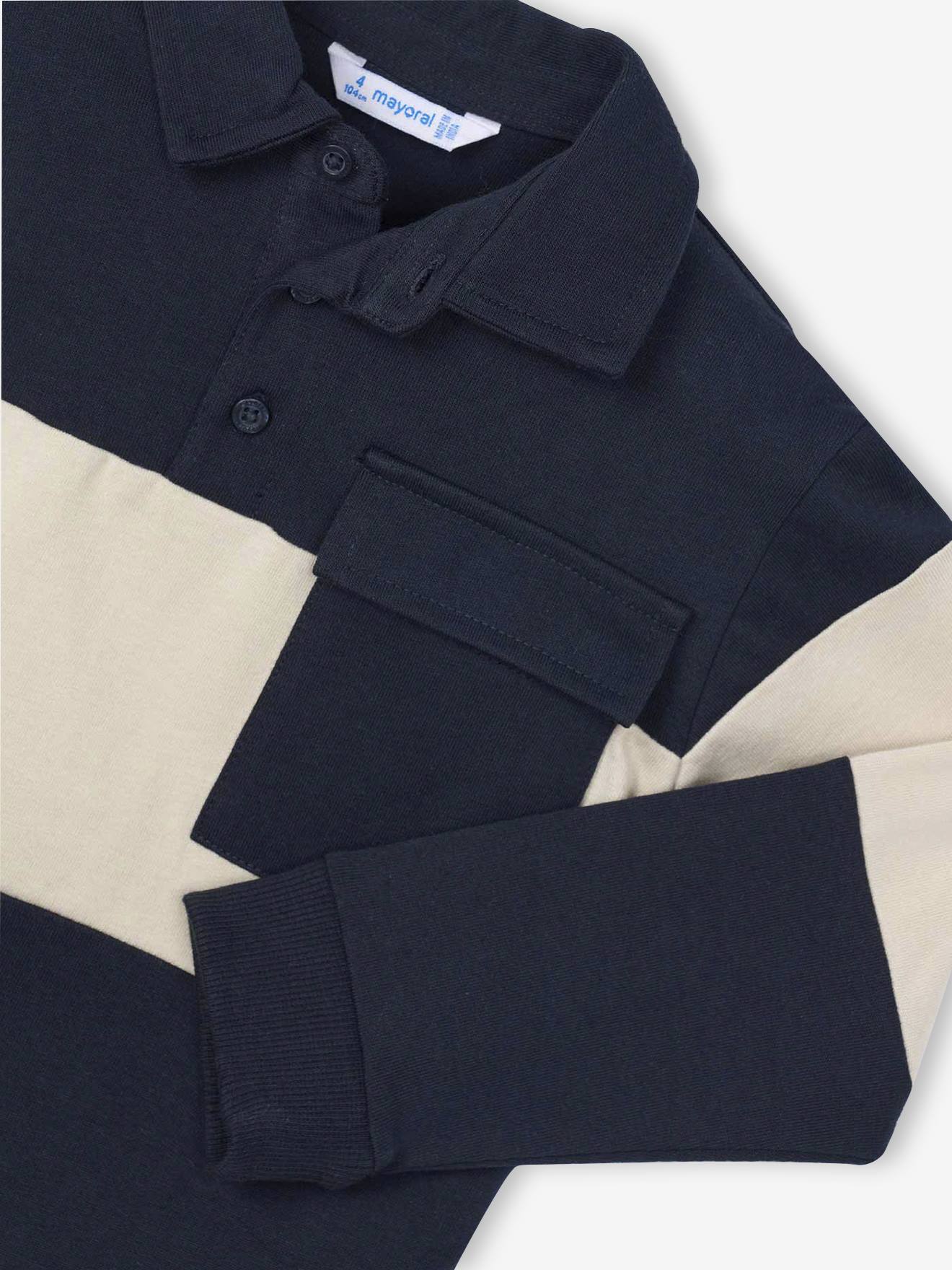 Thumbnail - Jungen Langarm-Poloshirt mit Blockstreifen Mayoral