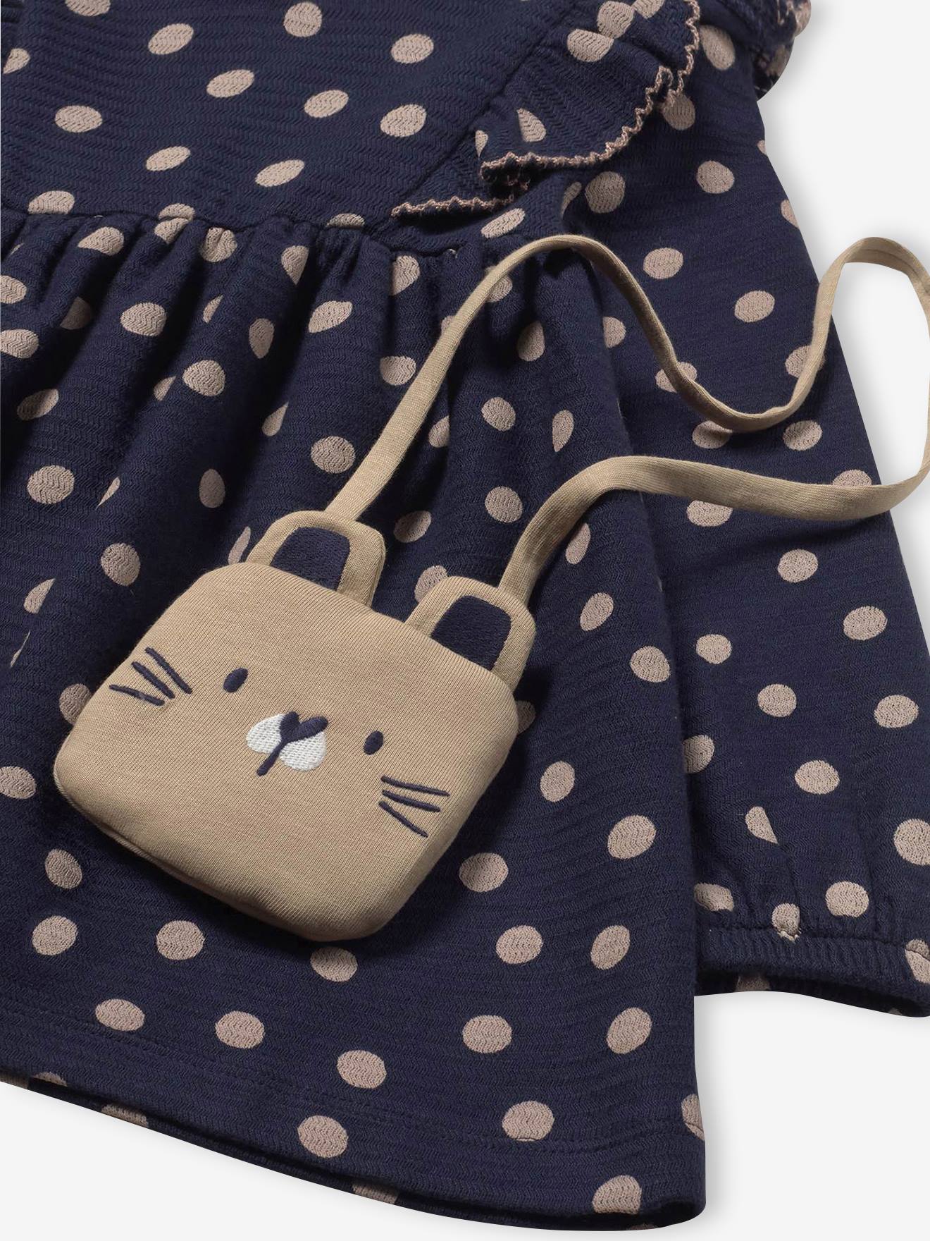 Thumbnail - Gemustertes Mädchen Baby Kleid mit Tasche Mayoral