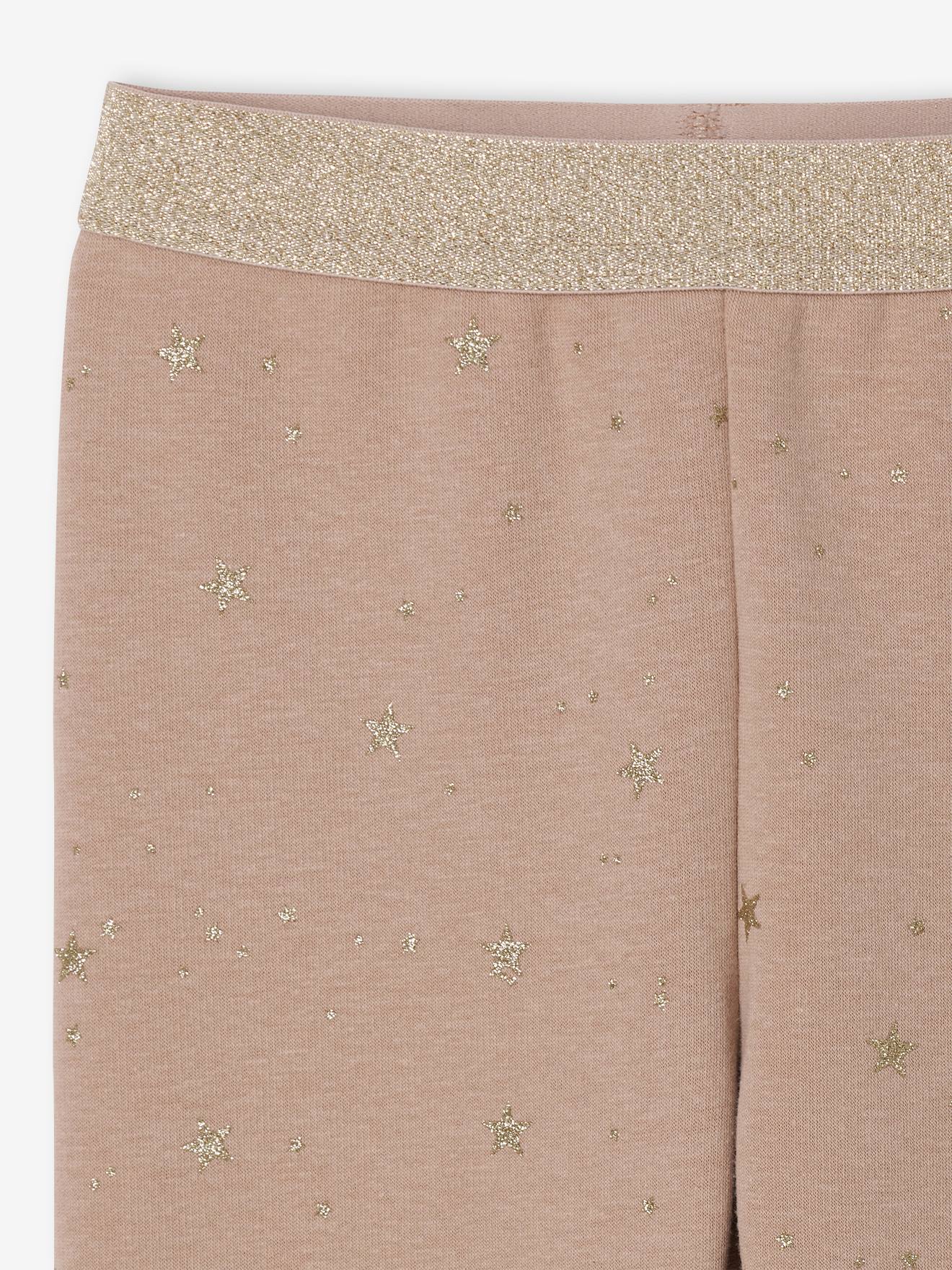 Thumbnail - Leggings Mädchen gefüttert mit Glitzer-Sternenprint mokka