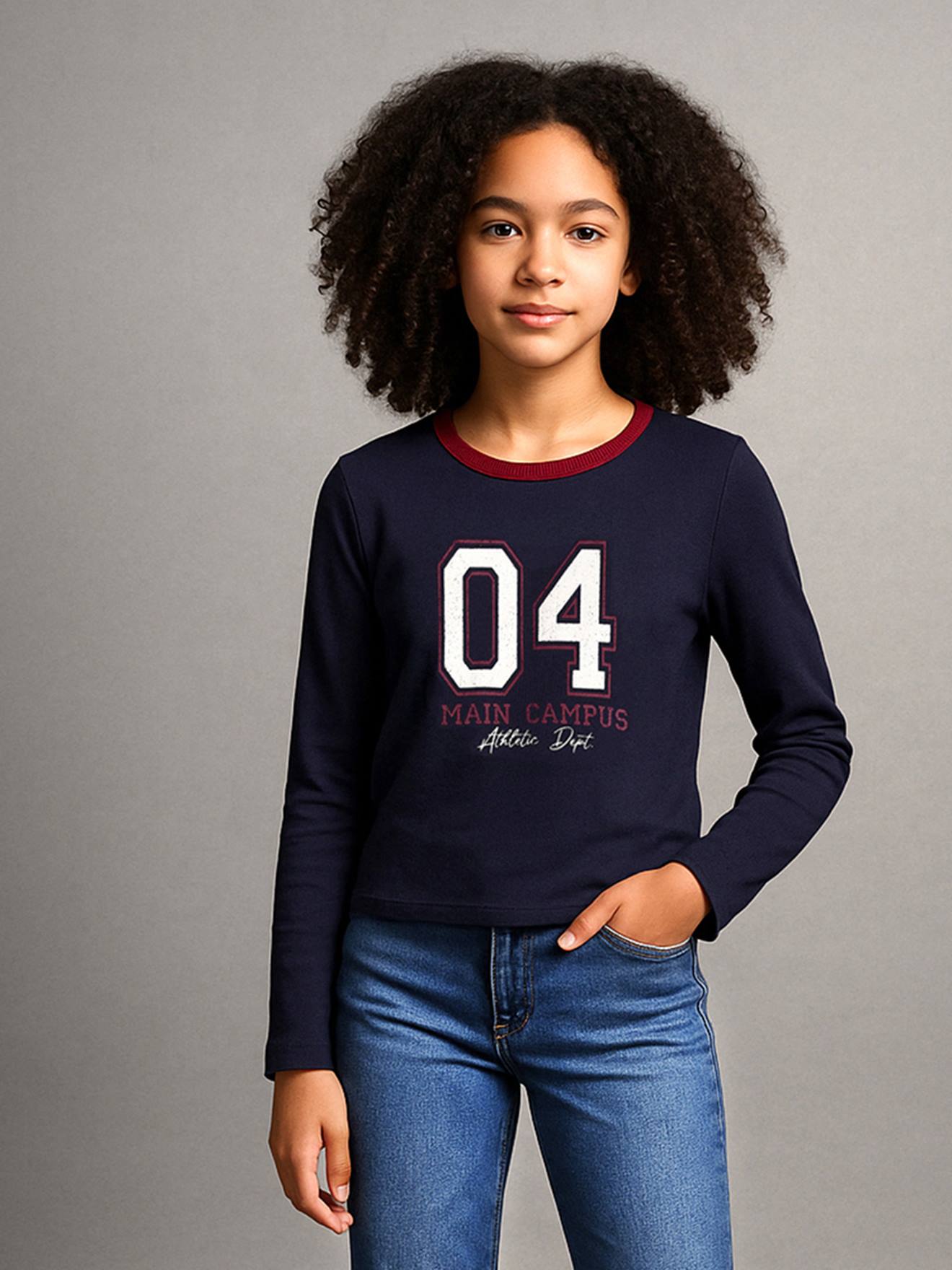 Mädchen Langarmshirt in Cropped-Länge JONEN