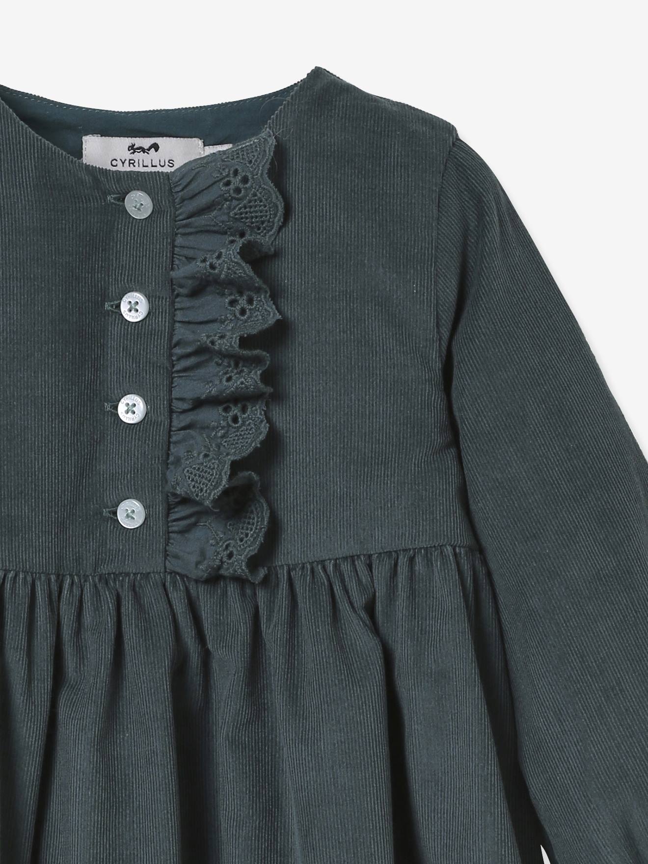 Thumbnail - Baby Samtkleid mit Stickerei CYRILLUS