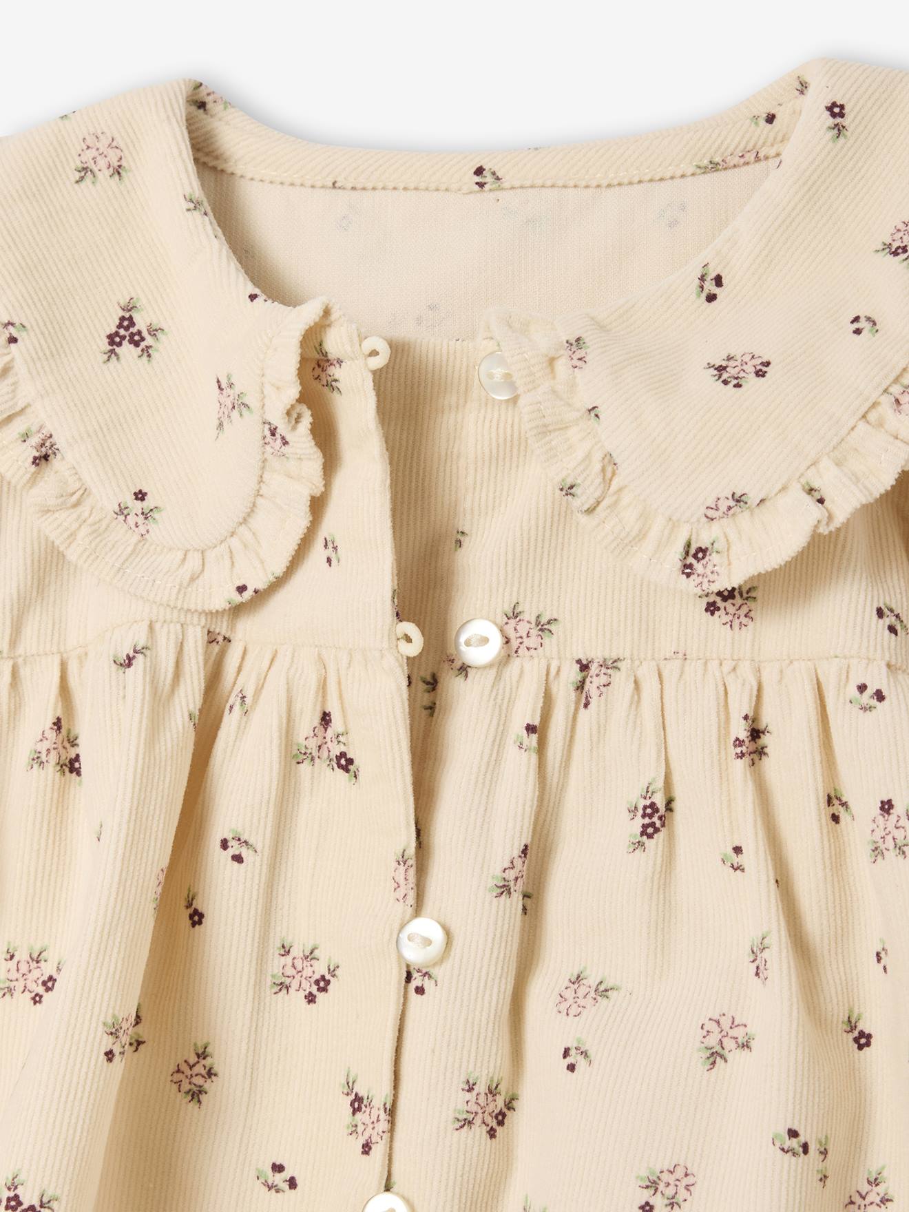 Thumbnail - Baby Bluse aus Samt mit Blumenmuster vanille