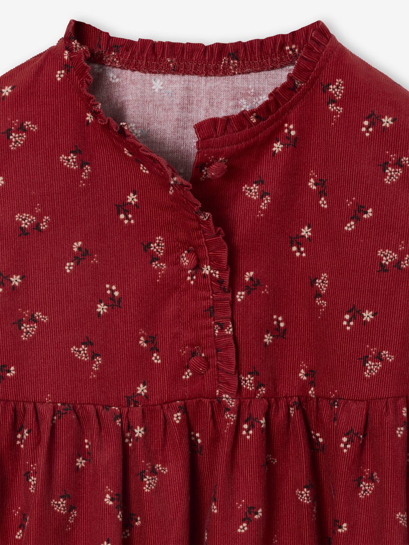 Thumbnail - Feincord-Kleid mit Print für Mädchen  farbe