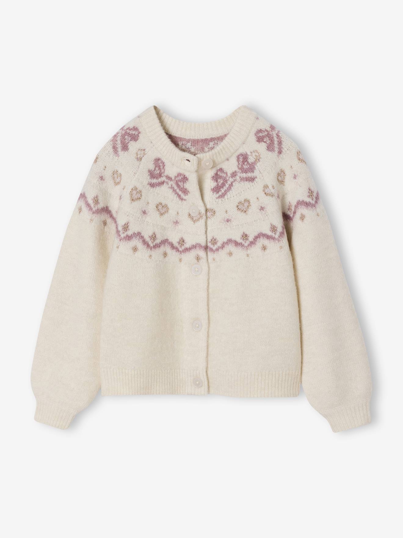 Weihnachts-Strickjacke mit Jacquardmuster und Glitzerdetails