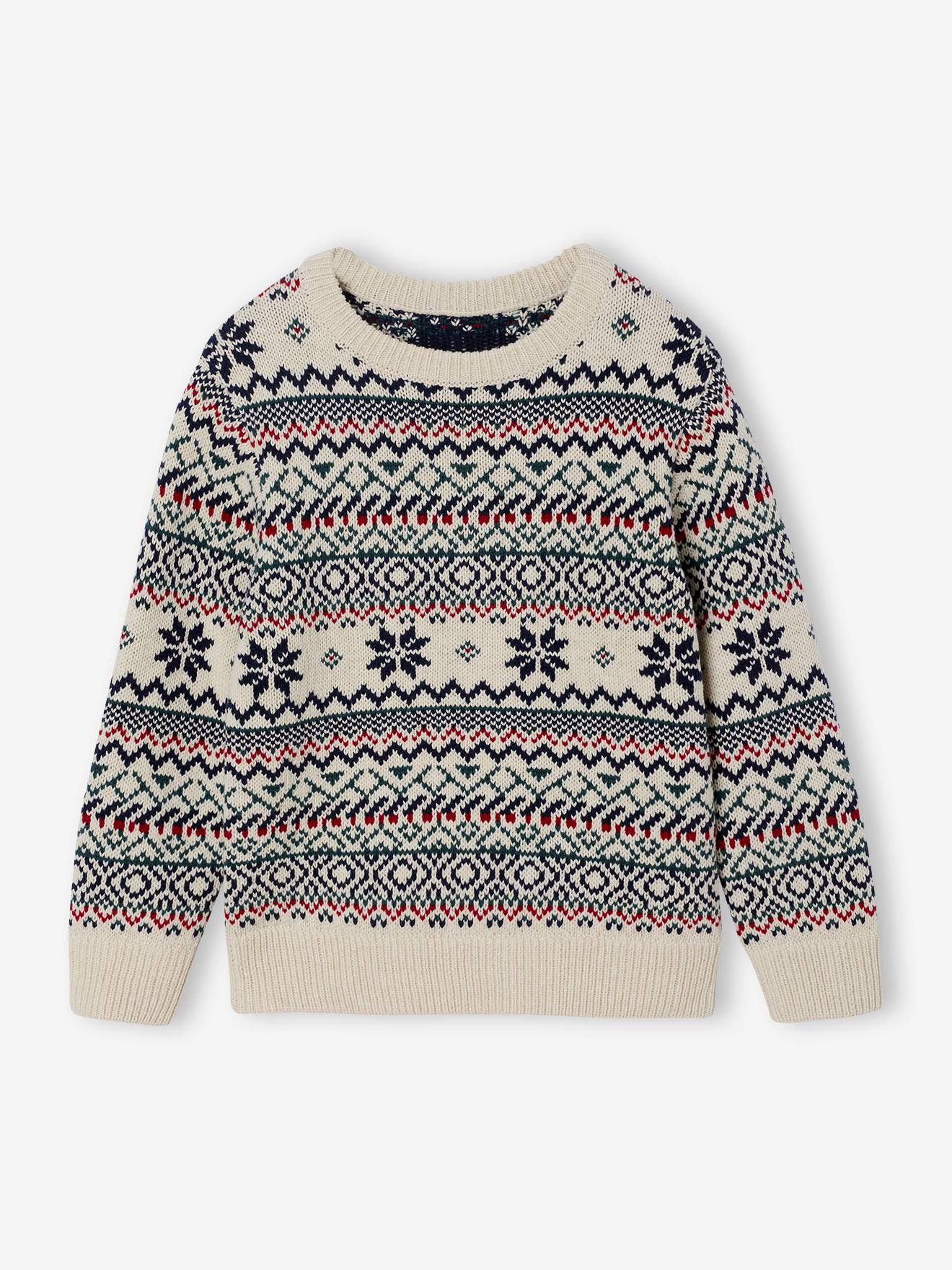 Jungen Jacquard-Pullover mit Rundhals