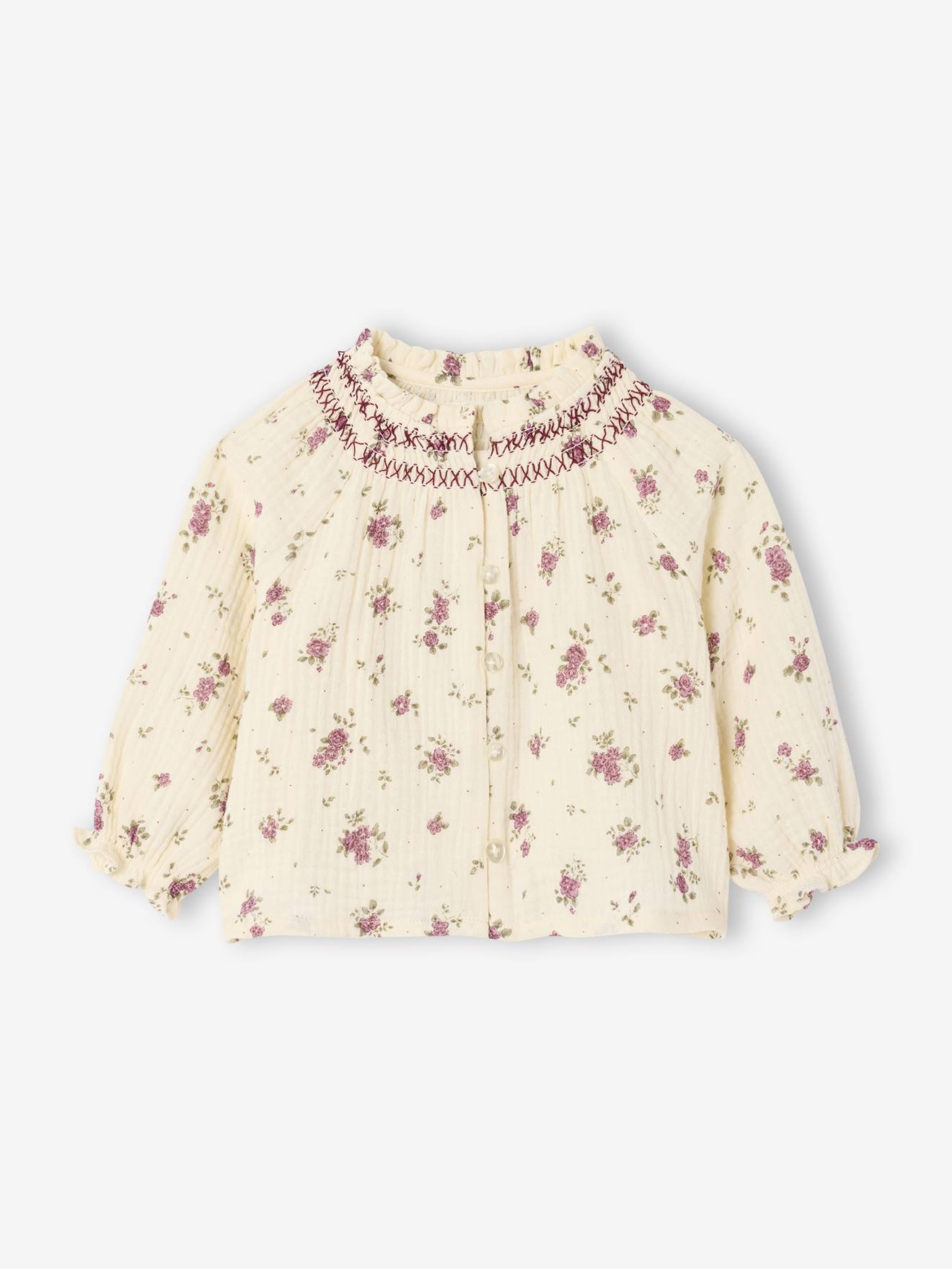 Thumbnail - Baby Bluse mit Blumenmuster aus Baumwoll-Musselin