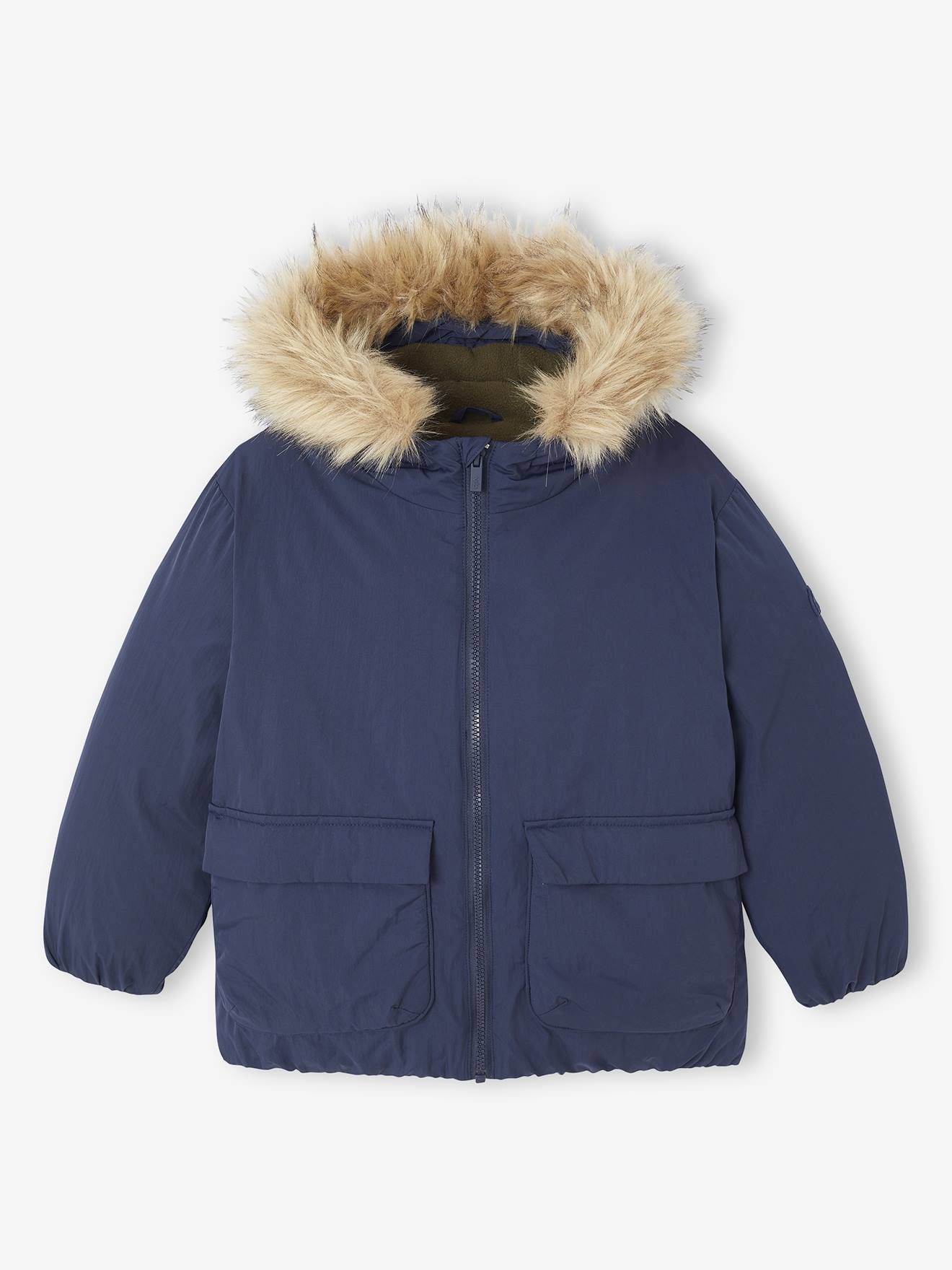 Thumbnail - Warme Jungen Jacke mit Kapuze und Fleecefutter
