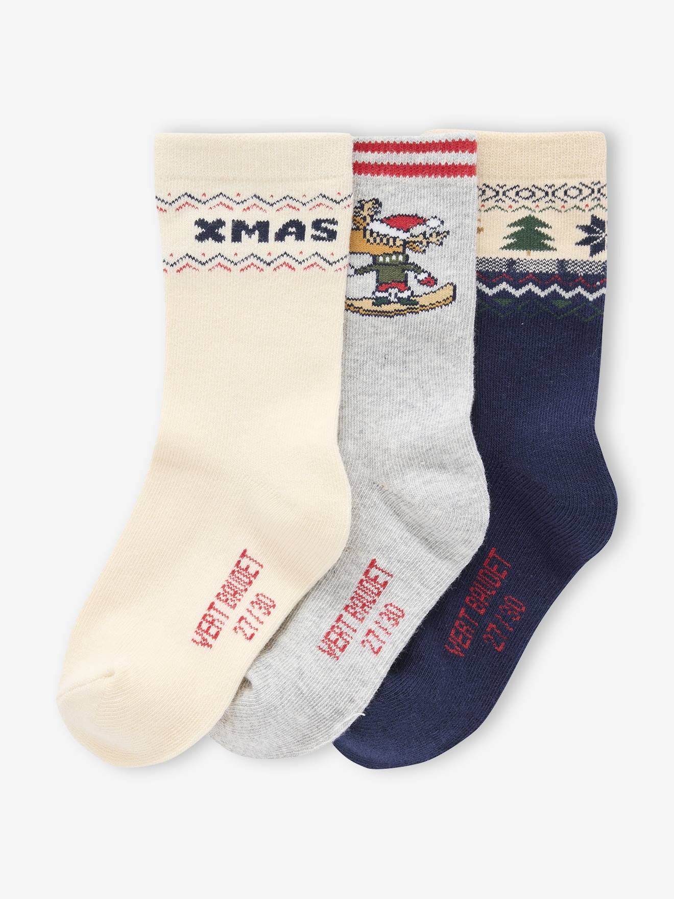 Thumbnail - 3er-Pack Weihnachts-Socken in Bouclé-Strick