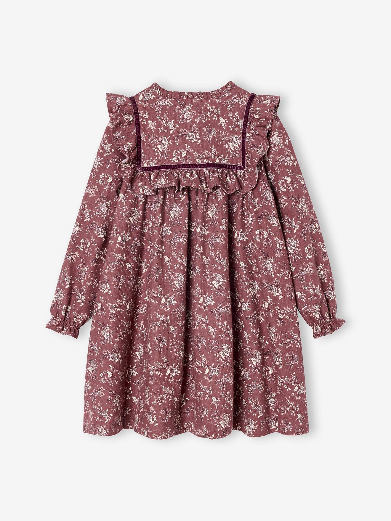 Thumbnail - Mädchenkleid aus Flanell mit Blumenmuster