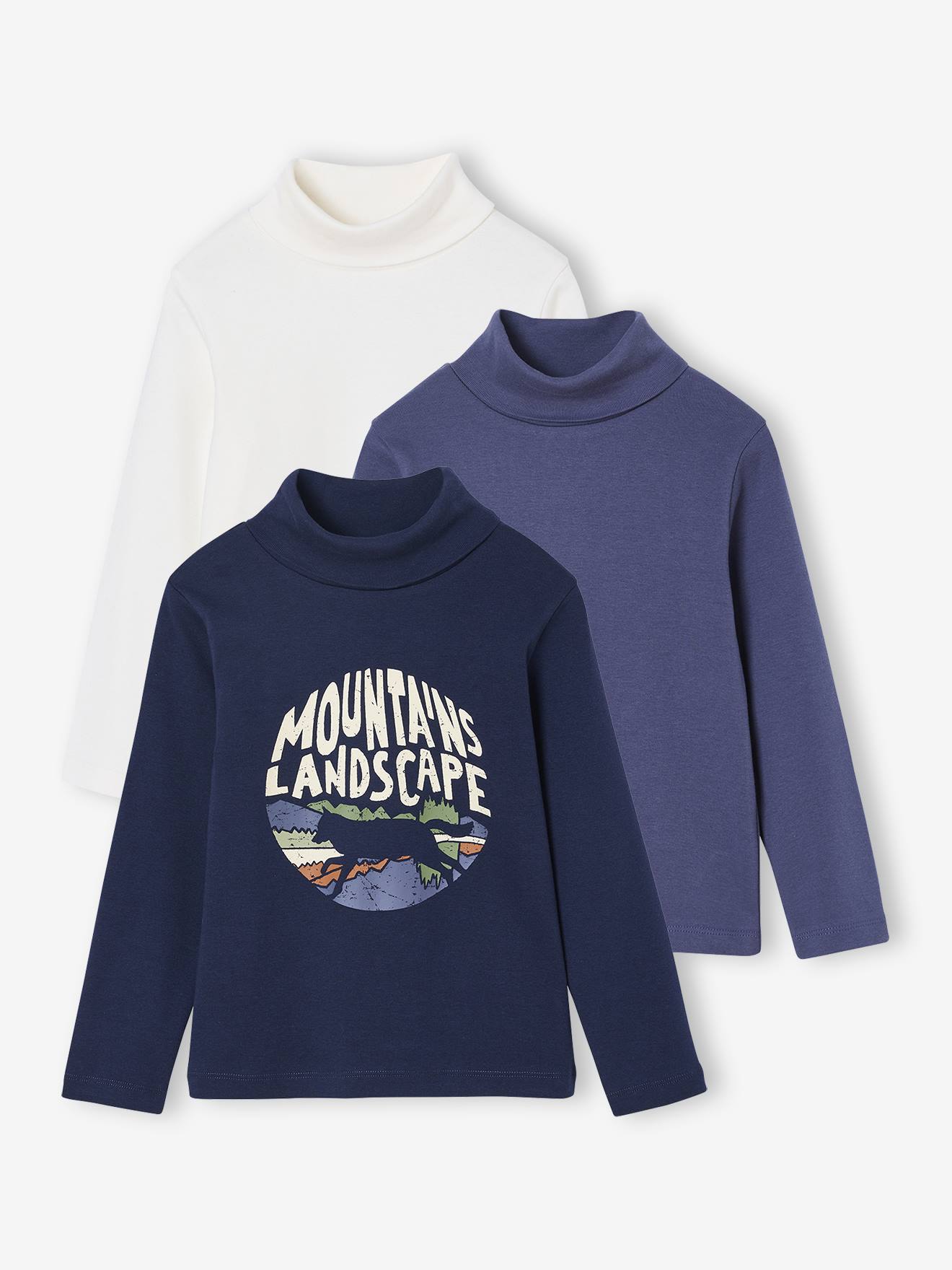 3er-Pack Jungen Langarm-Rollkragenshirts