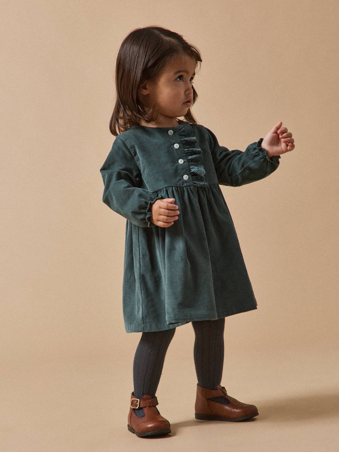 Thumbnail - Baby Samtkleid mit Stickerei CYRILLUS