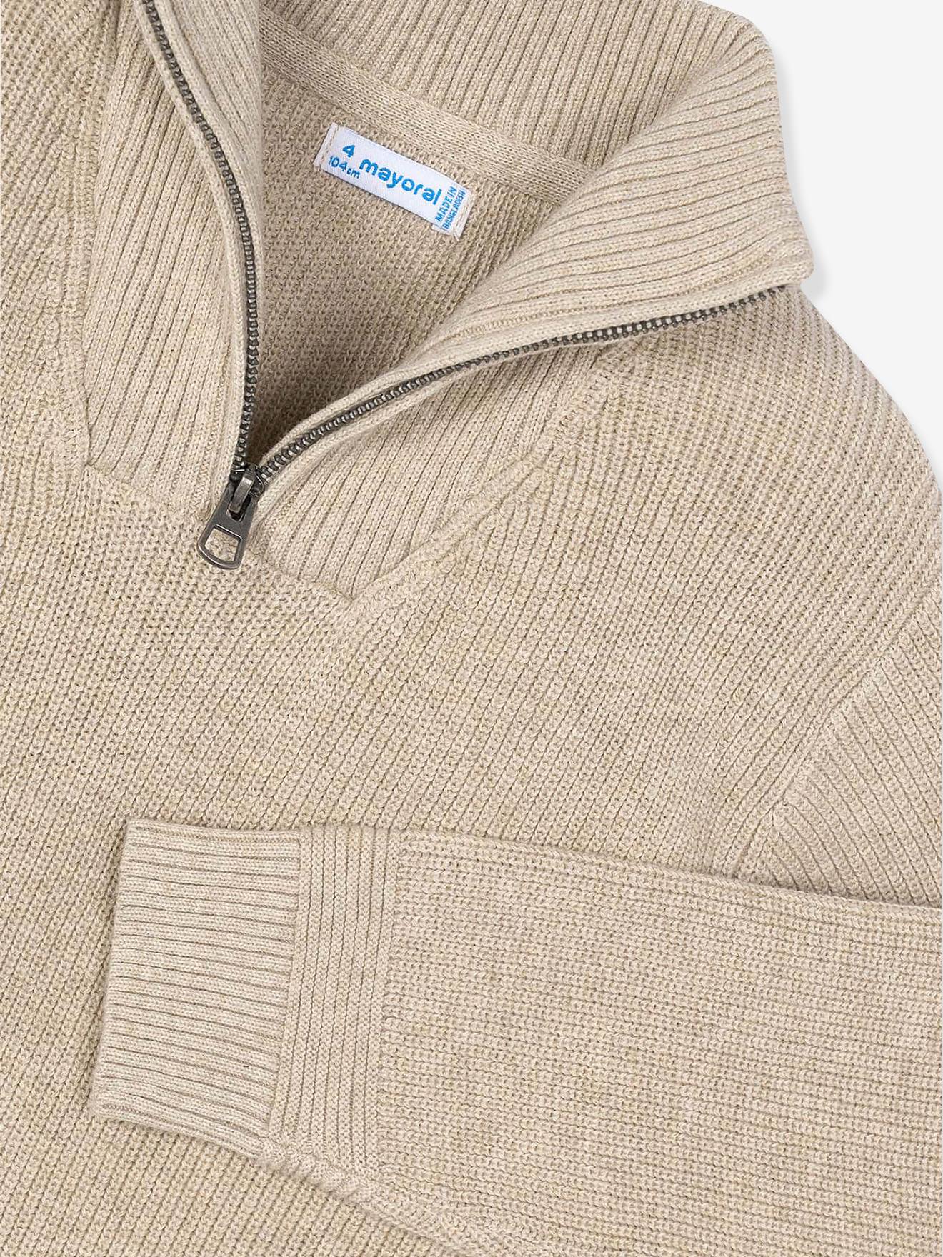 Thumbnail - Jungen Strickpullover mit Troyerkragen Mayoral sandfarben