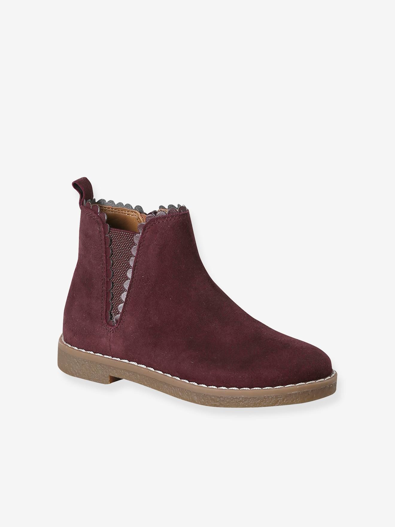 Mädchen Leder-Boots mit Zierborte