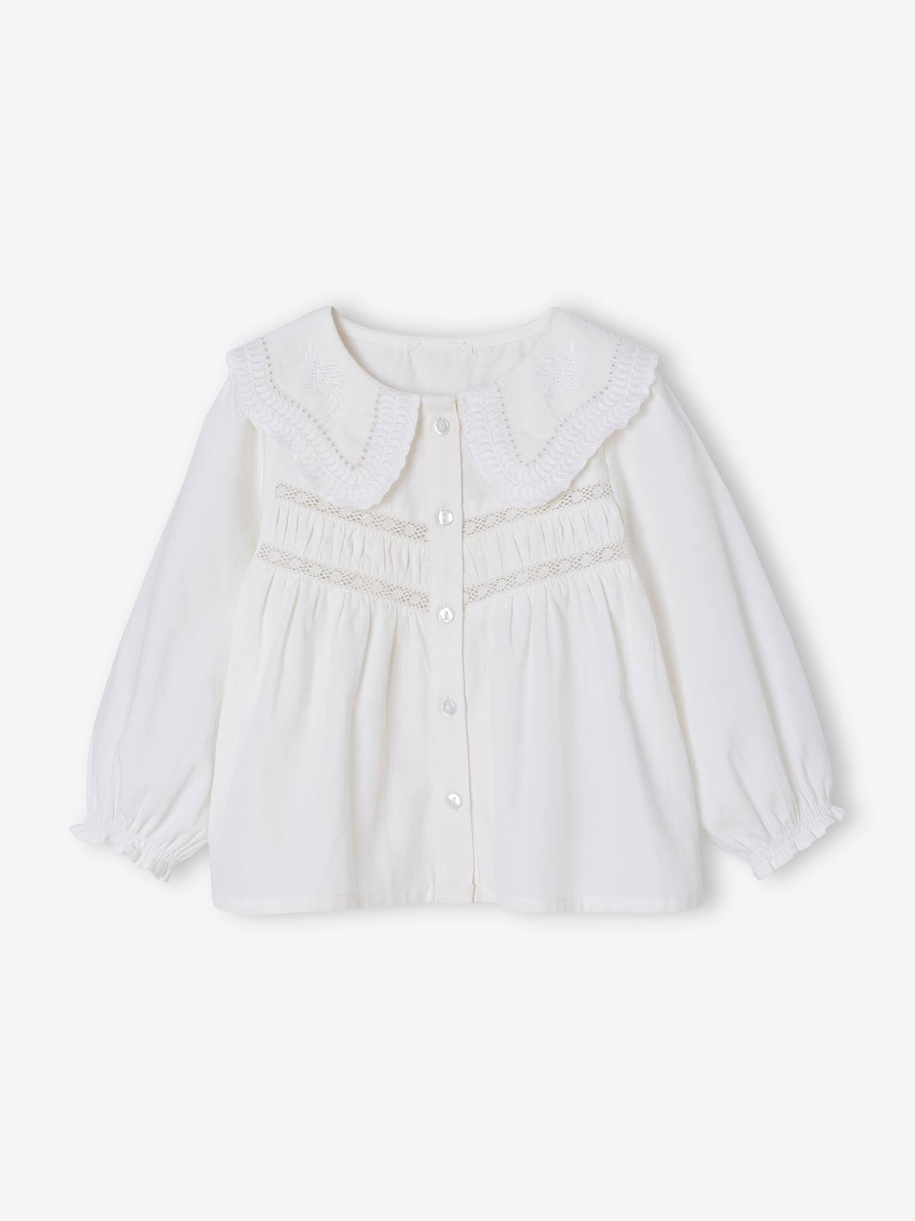 Baby Bluse aus Popeline mit Stickerei weiß Gr. 71 von vertbaudet