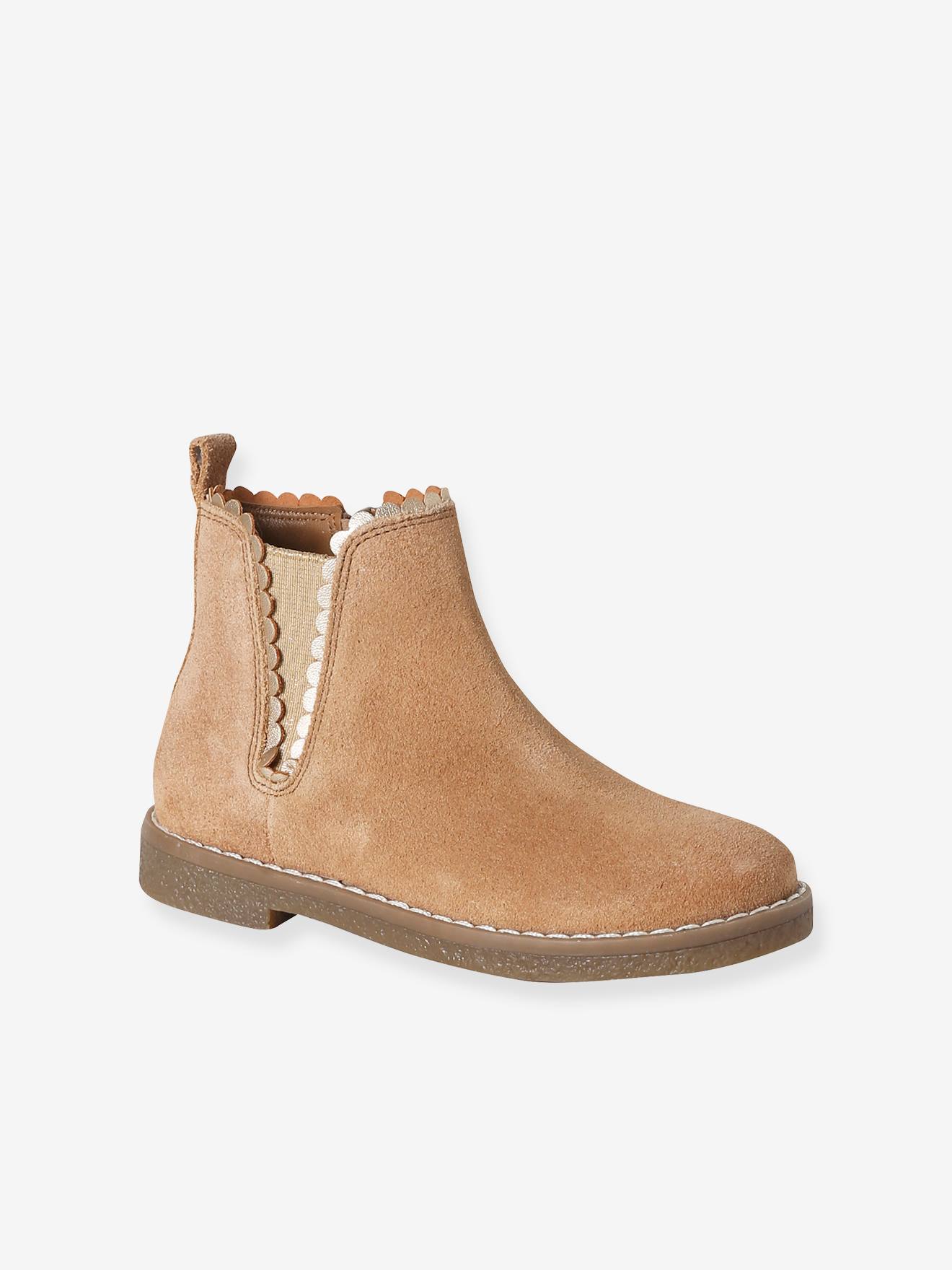 Mädchen Leder-Boots mit Zierborte