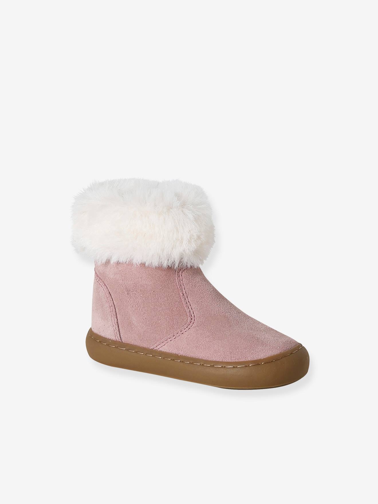 Gefütterte Baby Boots aus Leder mit Reißverschluss
