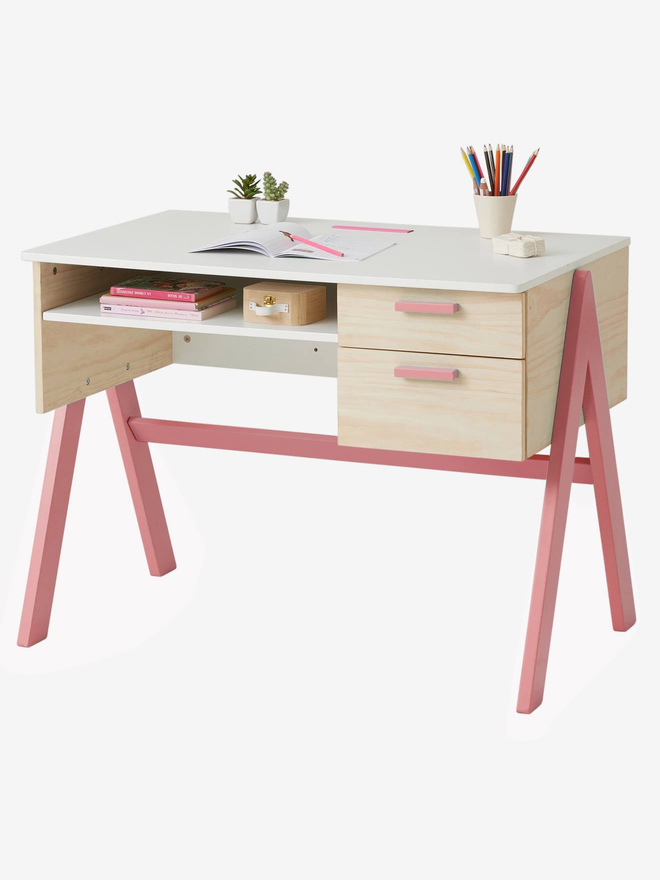 höhenverstellbar Mendler Kinderschreibtisch Schülerschreibtisch Schreibtisch Oxford neigbar ~ pink/rosa