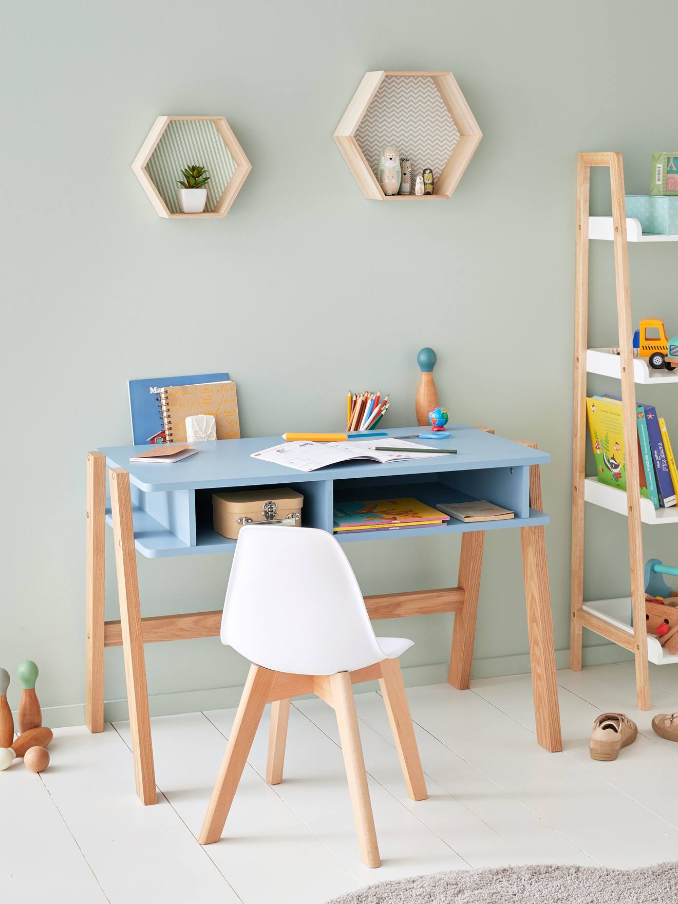 Vertbaudet Kinderstuhl ,,Scandinave, Sitzhöhe 45 cm in weiß Kinderstuhl ,,Scandinave