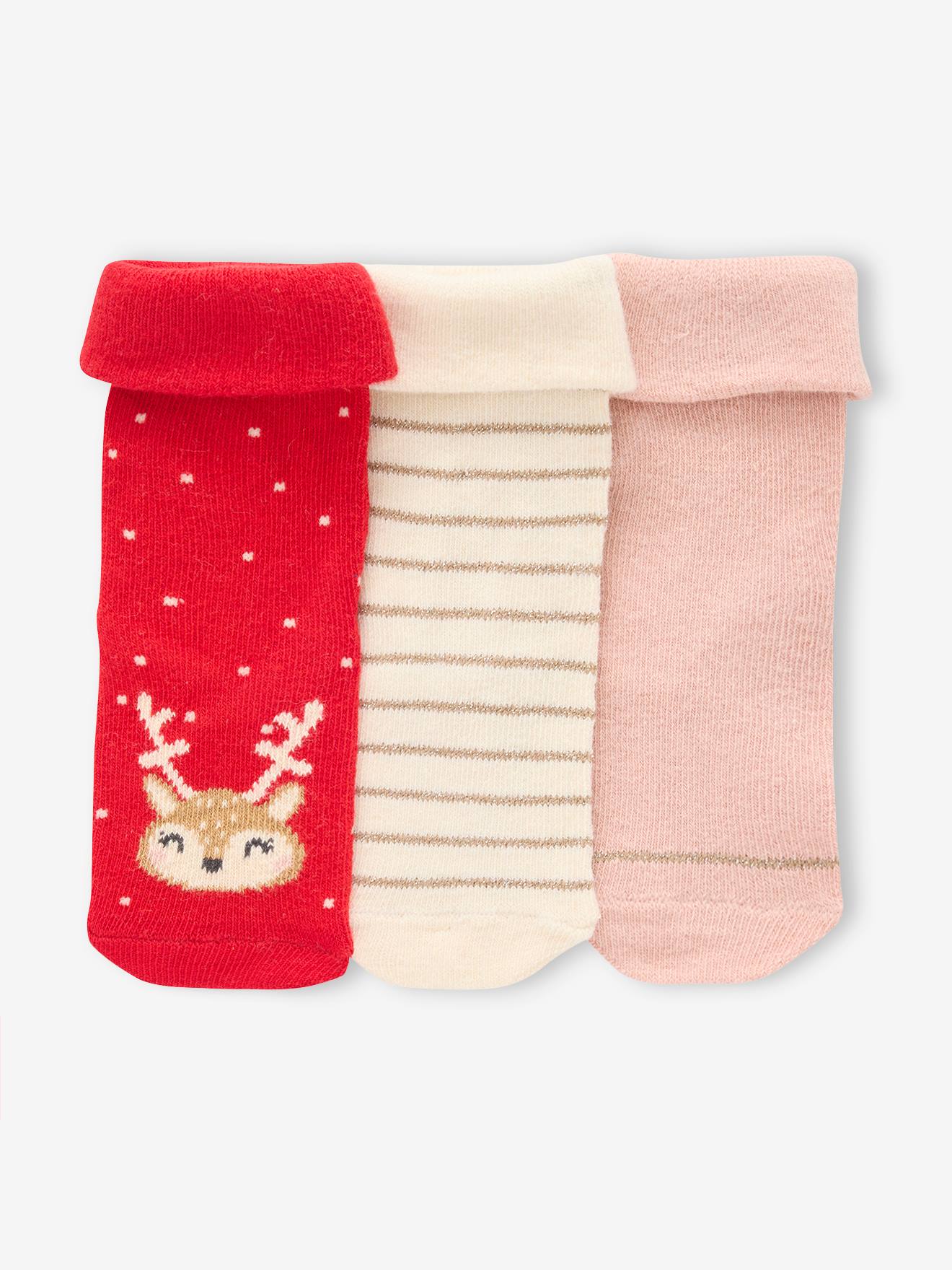 Thumbnail - 3er-Pack Baby Weihnachts-Socken im Geschenkkarton pudrig