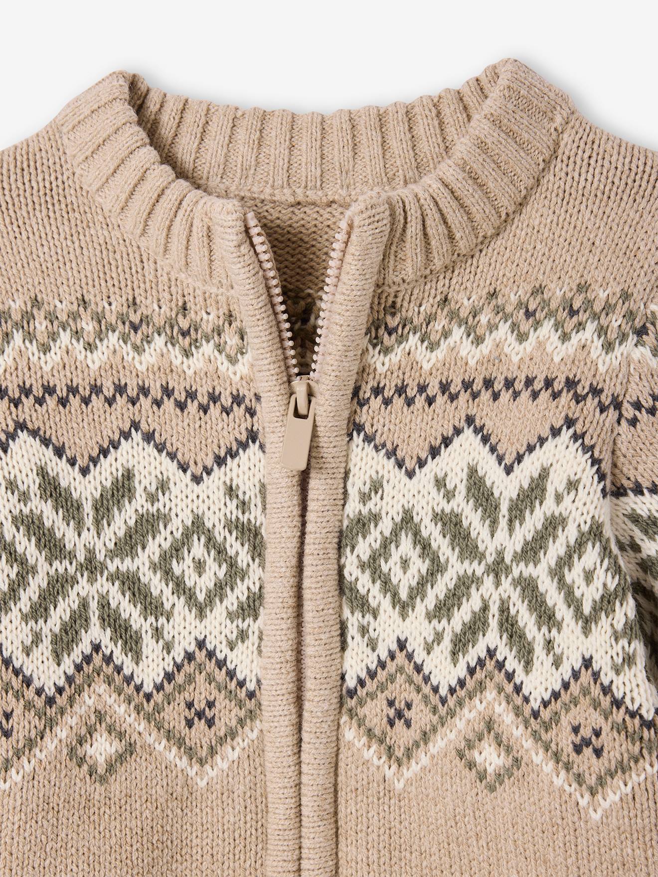 Thumbnail - Baby Strickjacke mit Reißverschluss und Jacquardmuster