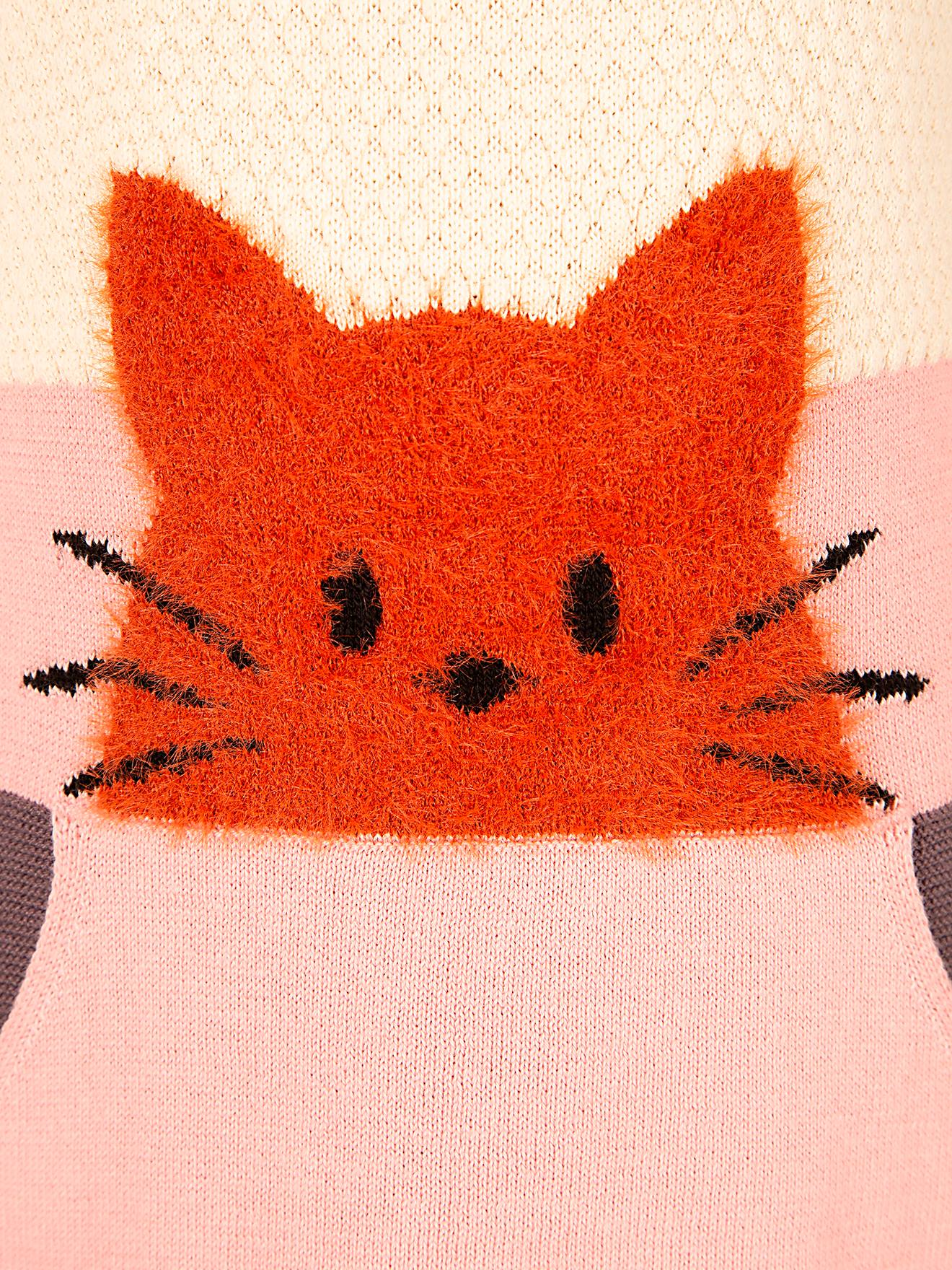 Thumbnail - Strickkleid Blockstreifen Happy Girls Mädchen mit Katze pudrig