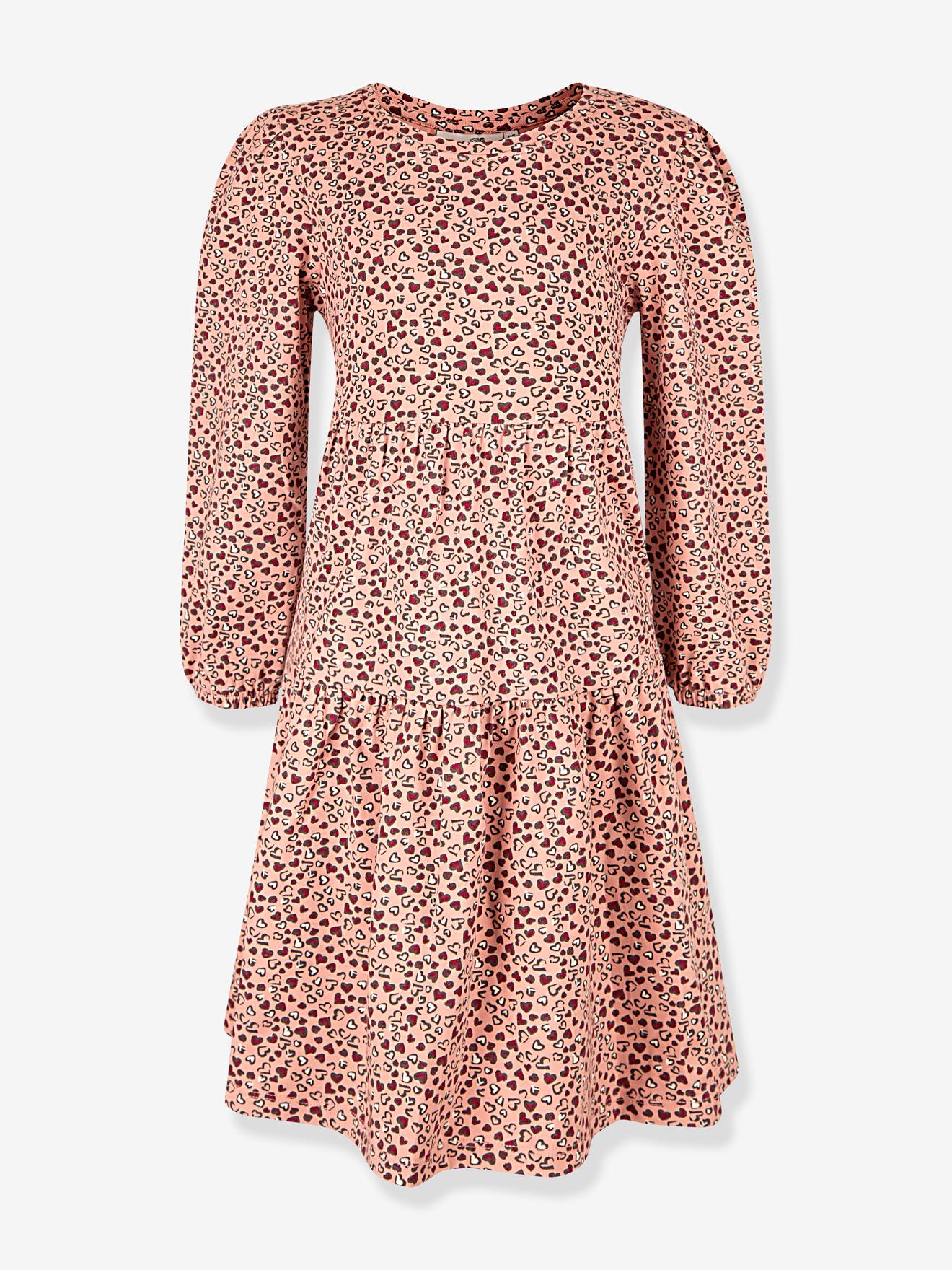 Volantkleid Langarm Happy Girls Mädchen mit Herzmuster pudrig rosa Gr. 116