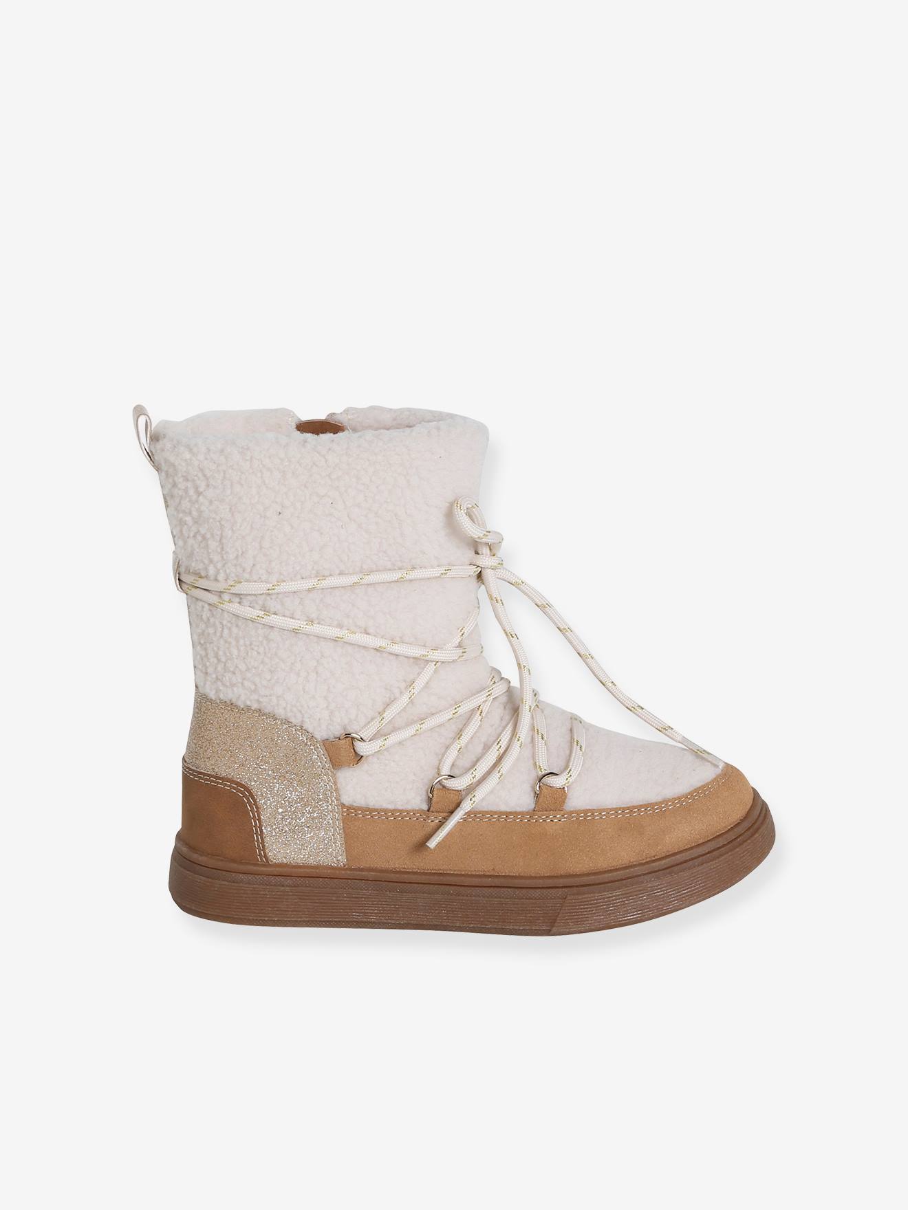 Thumbnail - Gefütterte Kinder Boots mit Schnürung und Reißverschluss camel