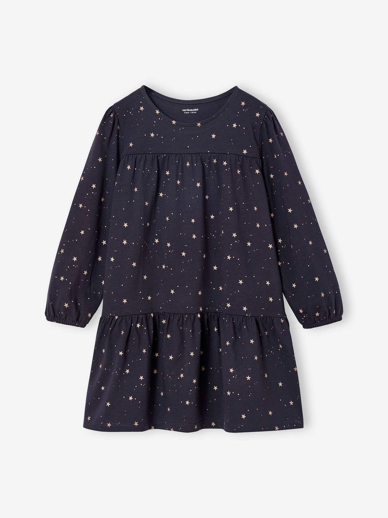 Mädchenkleid mit glänzendem Sternenprint