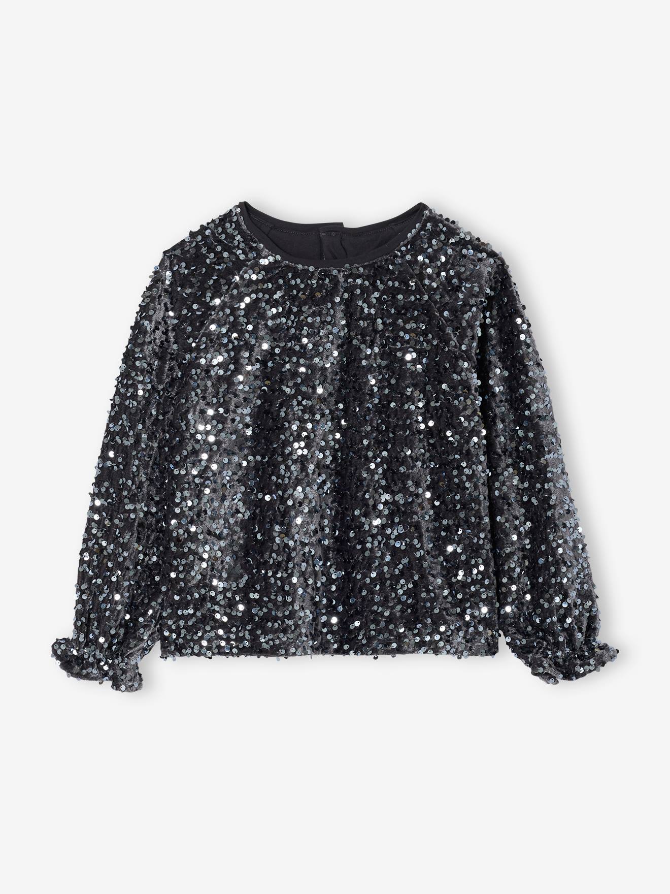 Weihnachts-Bluse Mädchen mit Pailletten