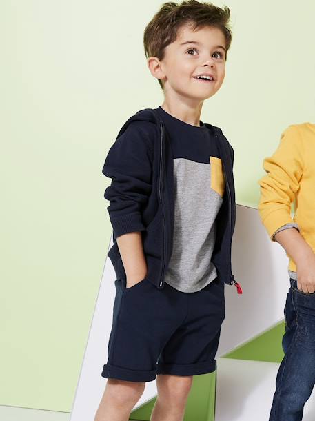 Jungen Bermudas, Sweatware BASIC Oeko-Tex, Bundweite verstellbar braun+dunkelblau+petrol 11