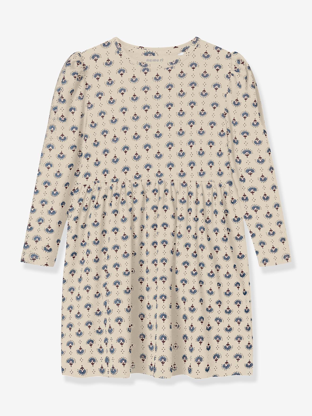 Kleid NMFONINE Mädchen NAME IT lange Ärmel beige Gr. 98