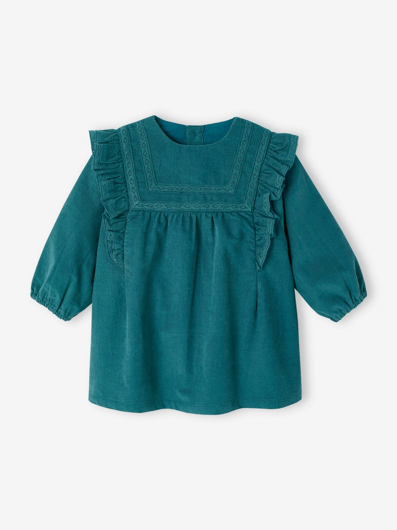 Vertbaudet Baby Kleid Aus Feincord Pfauen Pfauenblau Größe 71