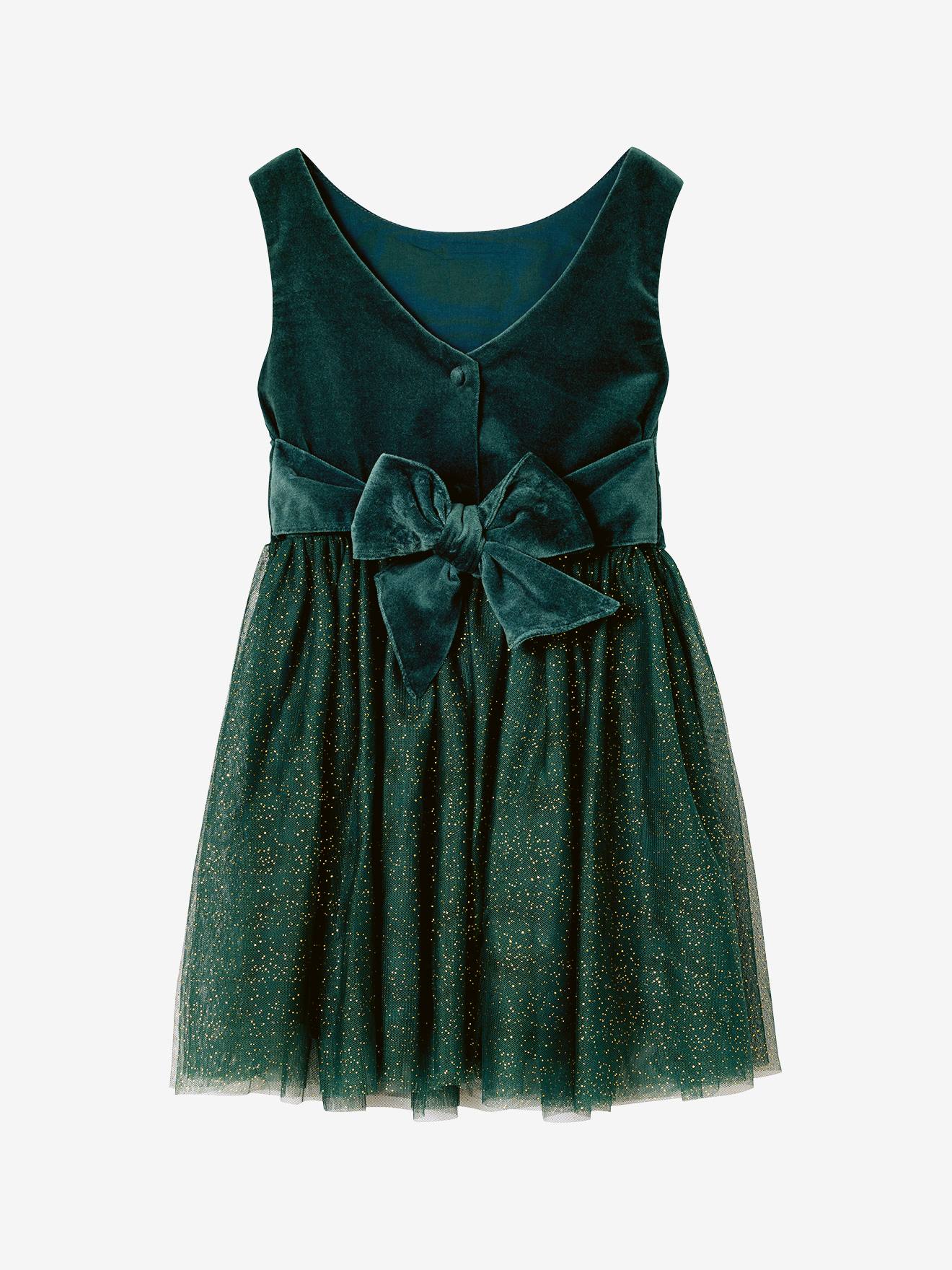 Thumbnail - Mädchen Weihnachtskleid aus Samt und Tüll