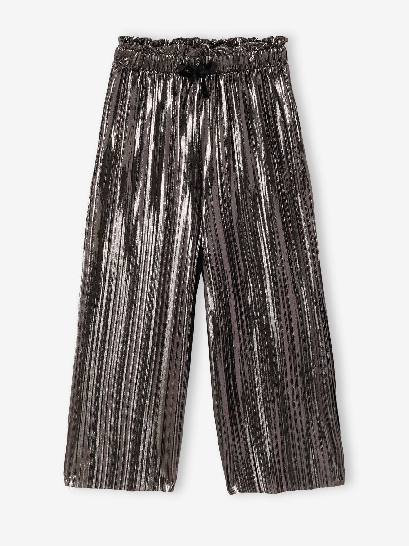 Weite plissierte Hose Mädchen mit Lamé-Effekt