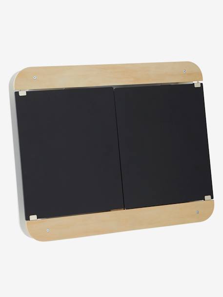 Wandtafel zum Aufklappen, Whiteboard und Papierrolle, Holz FSC® - schwarz/natur - 2