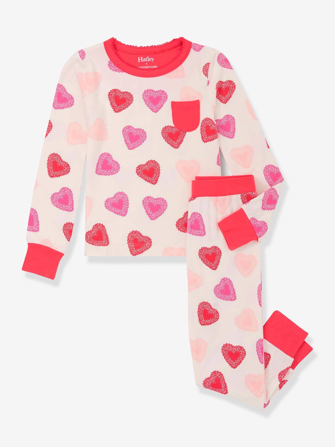 Playshoes Pigiama Bimba In Cotone – Jersey Cuori, Due Pezzi, Morbido E Certificato