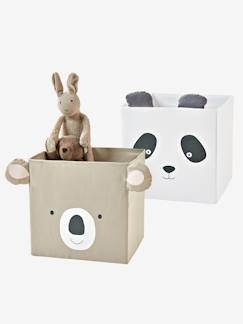 Kinderzimmer-Aufbewahrung-Regalelemente-2er-Set Aufbewahrungsboxen, Panda + Koala