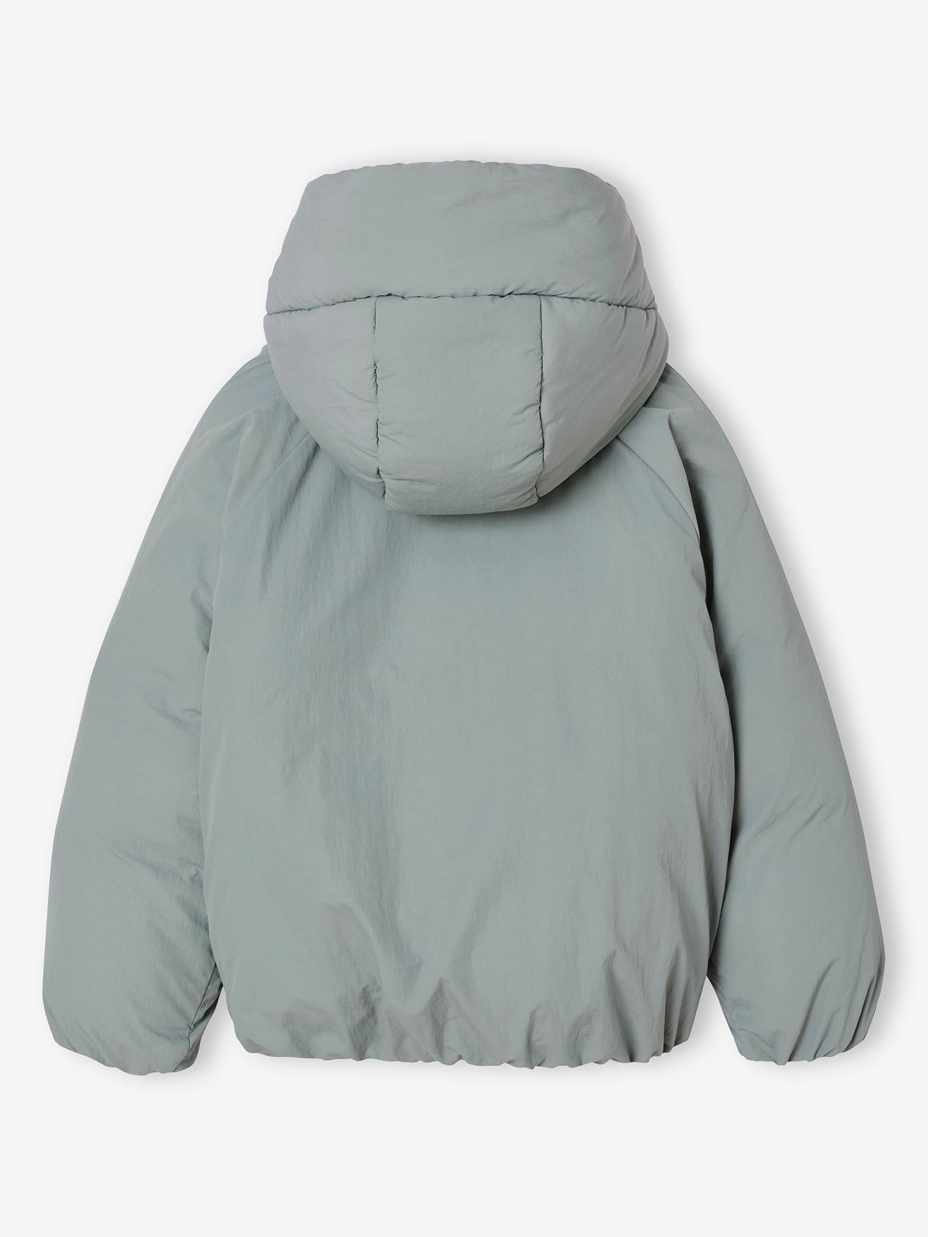Thumbnail - Gekreuzte Steppjacke mit Teddyfleece-Kapuze für Mädchen