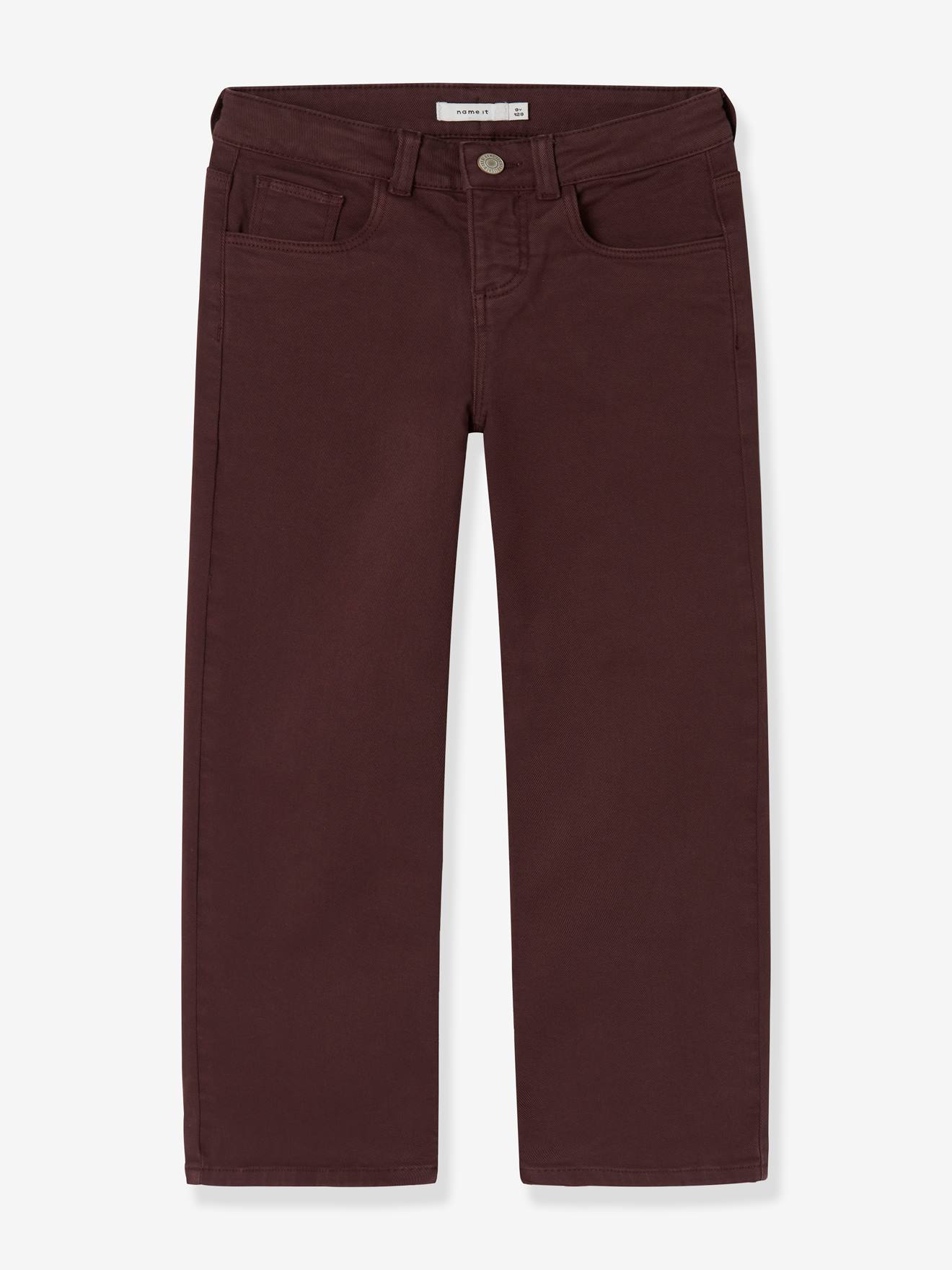 Hose NKFROSE Mädchen NAME IT, Twill, weites Bein bordeaux Gr. 128