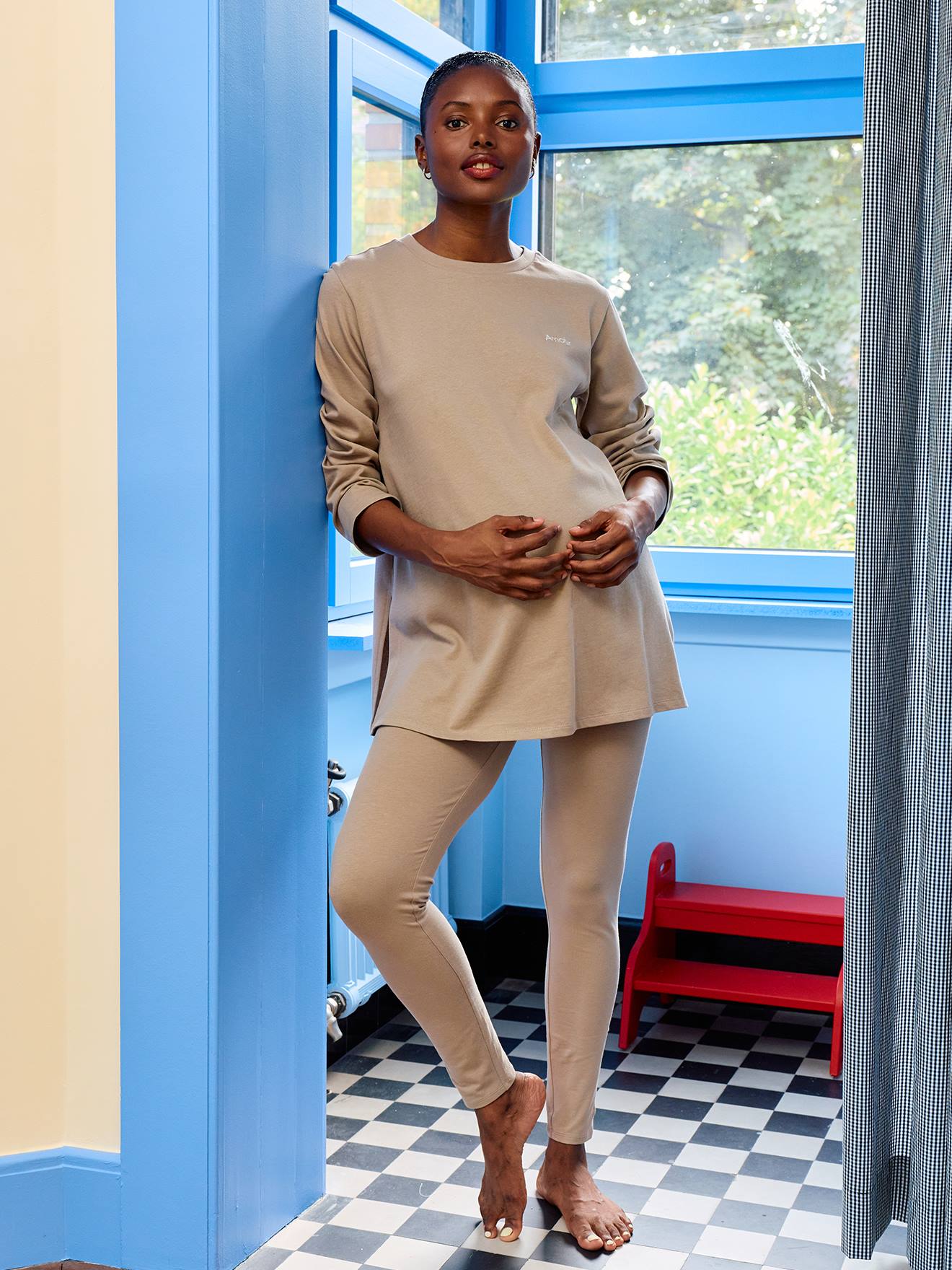 Schlafanzug 2-teilig für Schwangerschaft taupe Gr. 32/34 von vertbaudet