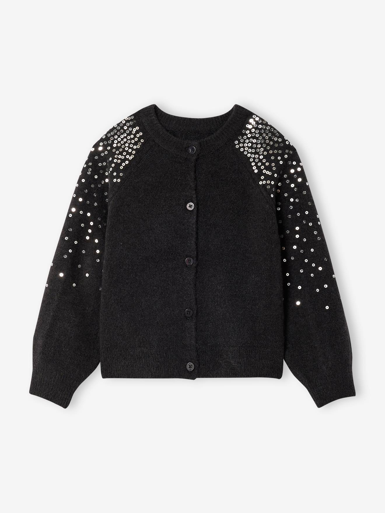 Mädchen Strickjacke mit Pailletten für Weihnachten grau Gr. 92/98 von vertbaudet