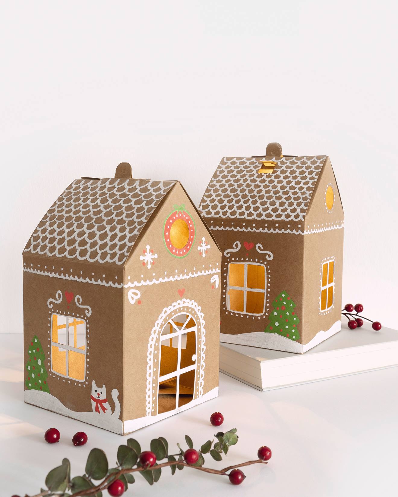 Kraftkarton-Häuschen BLANKO 6er-Set Kinder folia cappuccino