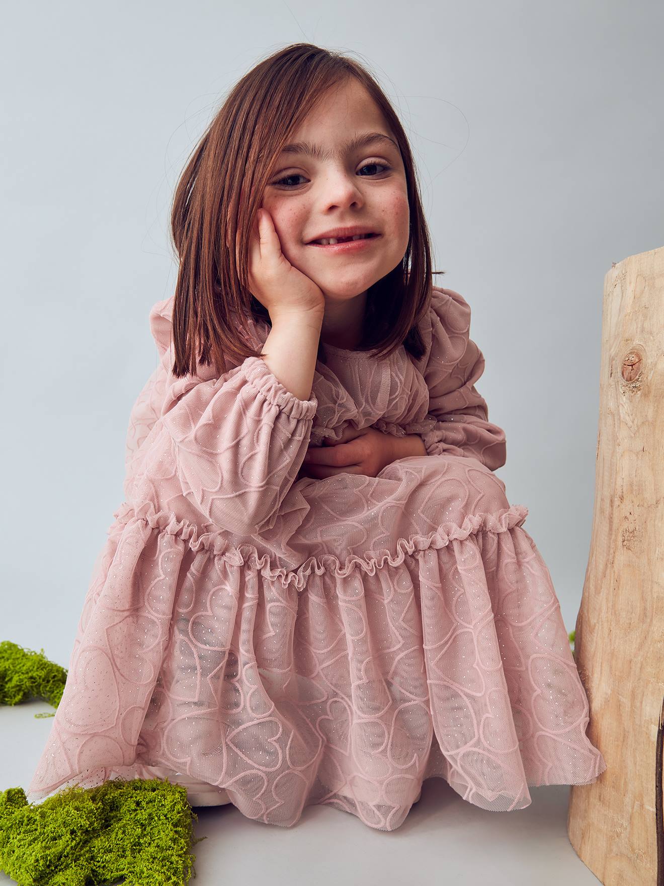 Thumbnail - Mädchen Tüllkleid mit Herzmuster Mayoral blush